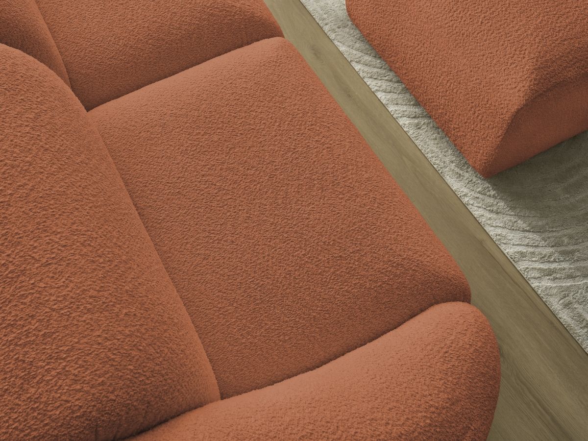 Bobochic Tina Sofa 4-Sitzer mit Pouf Bouclé-Stoff Orange