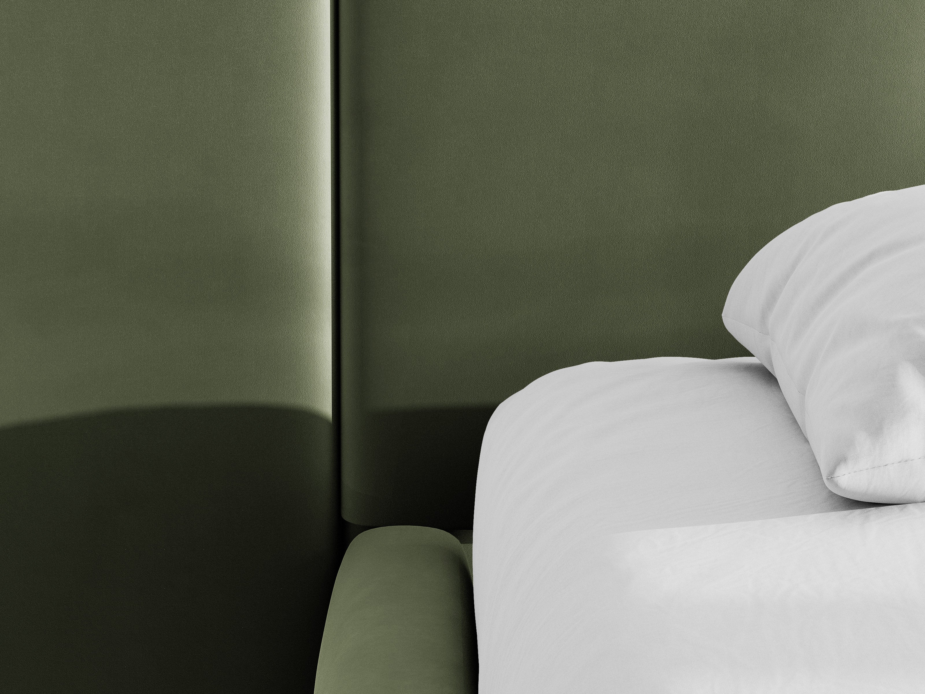 Micadoni Stauraumbett mit breitem Kopfteil Saga Samt Magic Velvet Grün 140x200