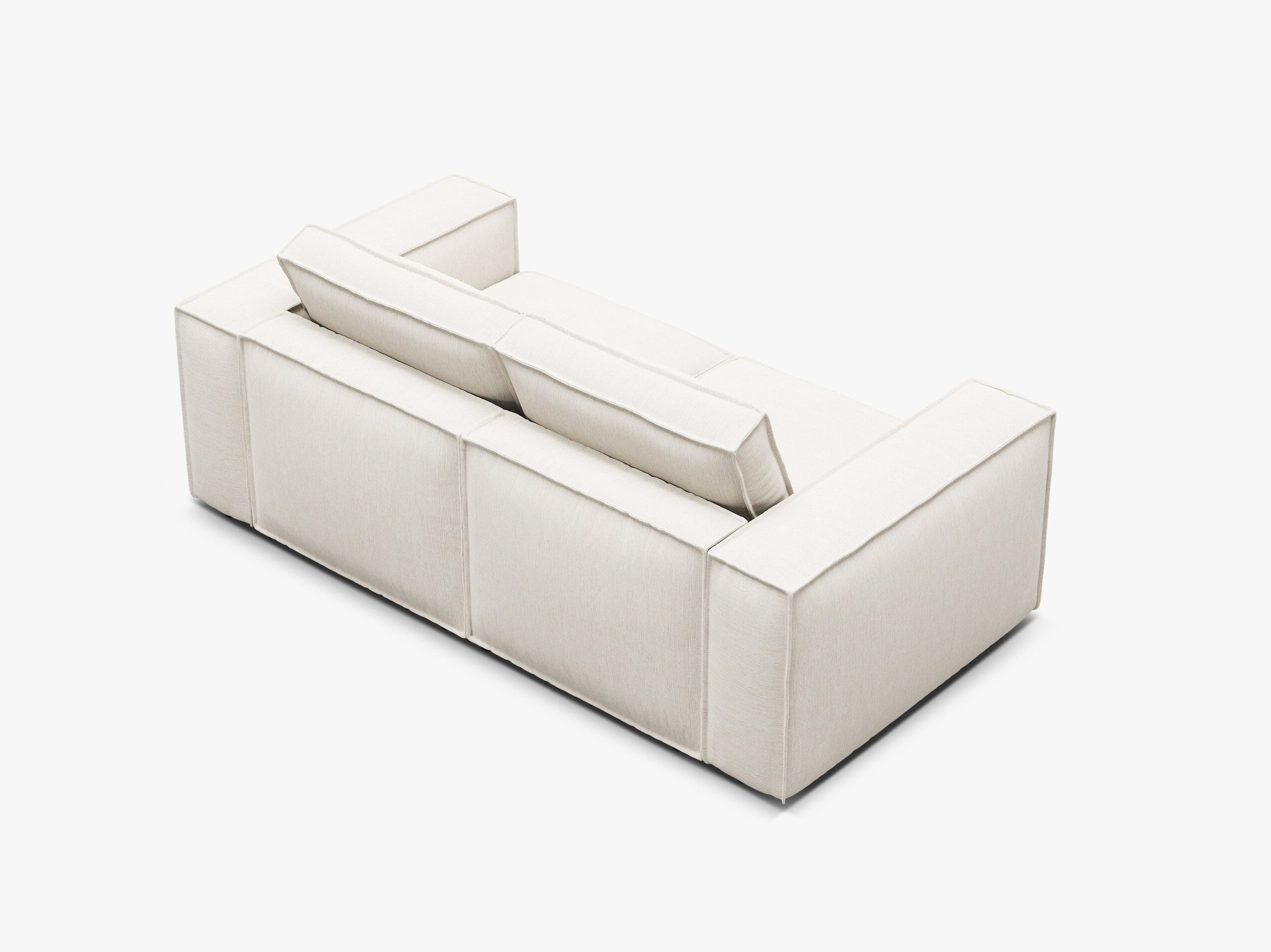 Micadoni modulares Sofa Pola 2-Sitzer Strukturierter Stoff Babel Weiß