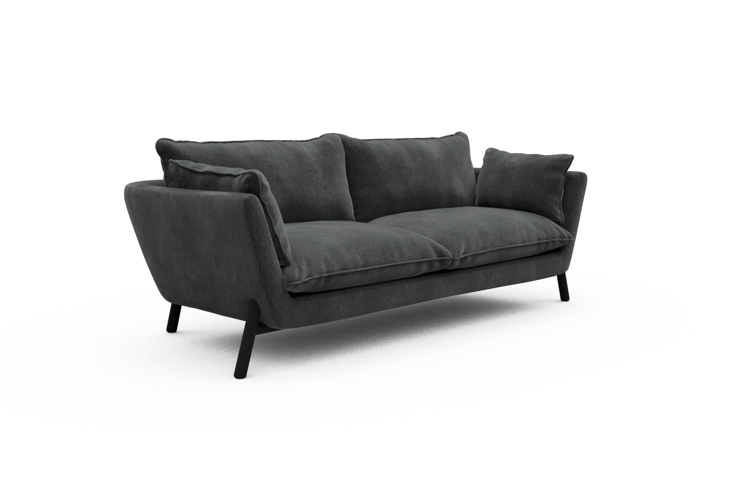 Sofa Emil PREMIUM 3-Sitzer Beinfarbe Eiche Schwarz Smooth-Deep-Warm-Grey