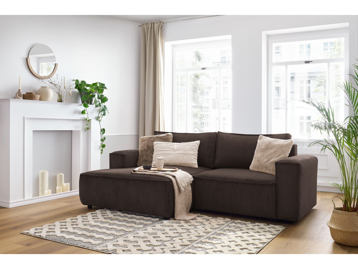 Bobochic Nihad Ecksofa Cordsamt Braun Ecke links