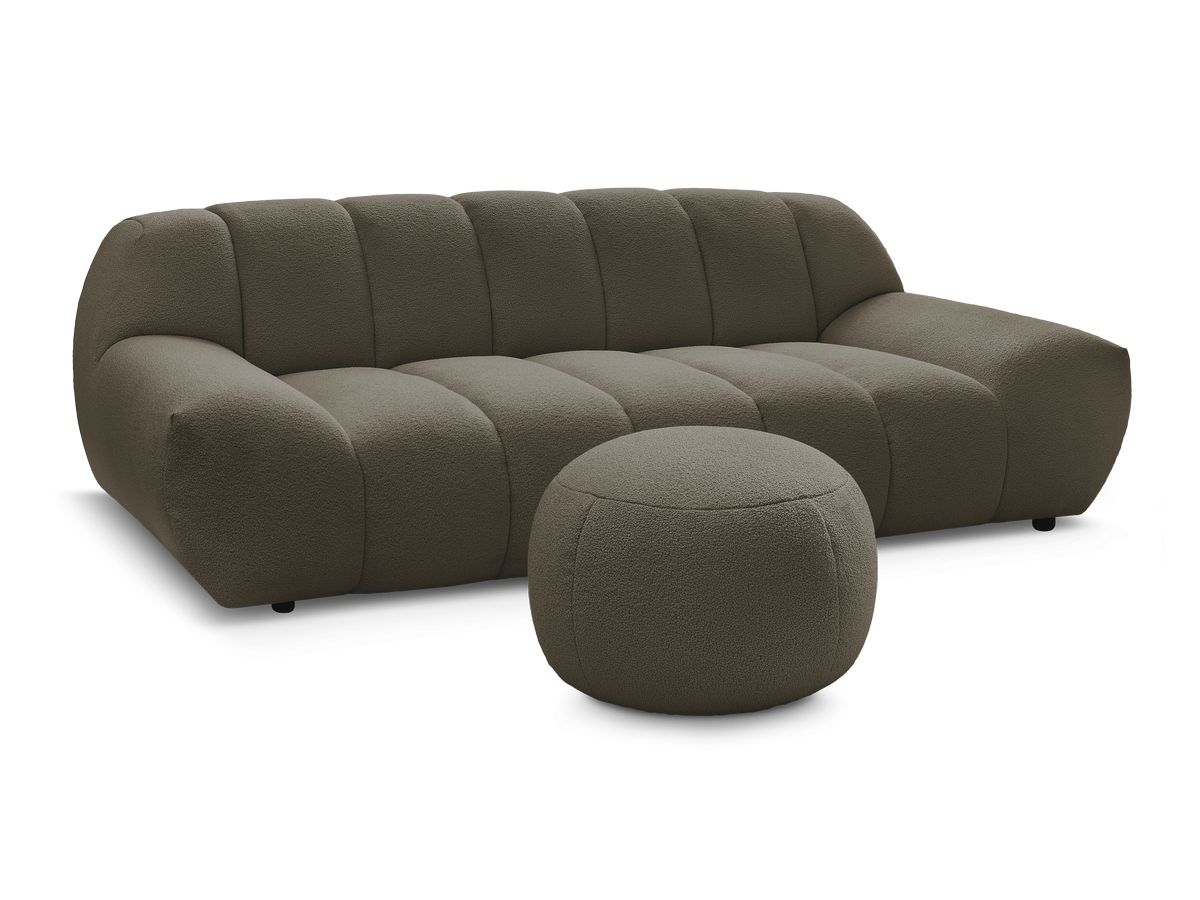 Bobochic Hayden Sofa 3-Sitzer mit Pouf 226 × 107 cm Bouclé-Stoff Braun