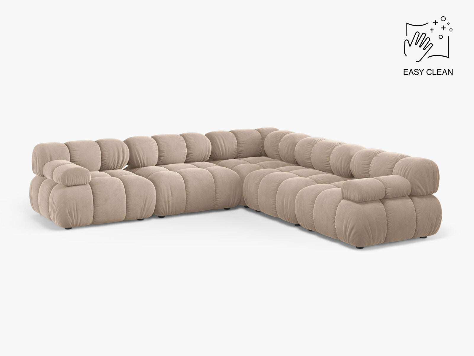 Micadoni Symmetrisches Ecksofa Bellis 5-Sitzer Samt Venus Beige