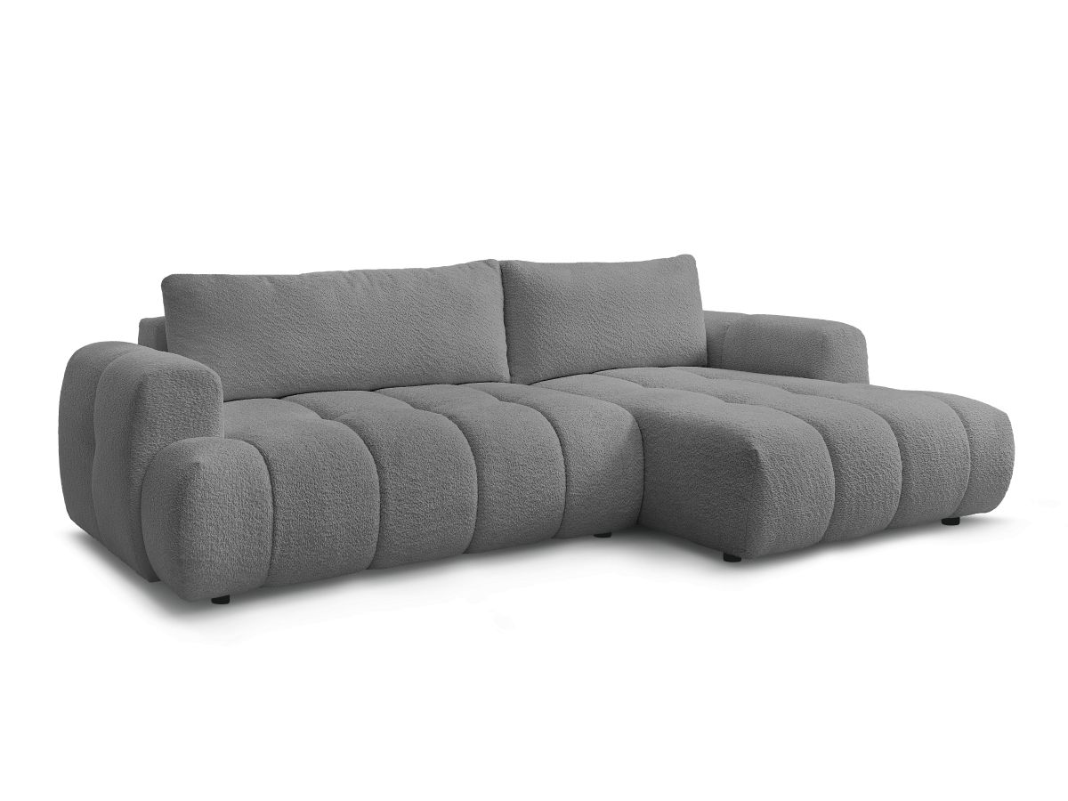 Bobochic Fuji Ecksofa mit Schlaffunktion und Bettkasten 292 × 160 cm Bouclé-Stoff Dunkelgrau Ecke rechts