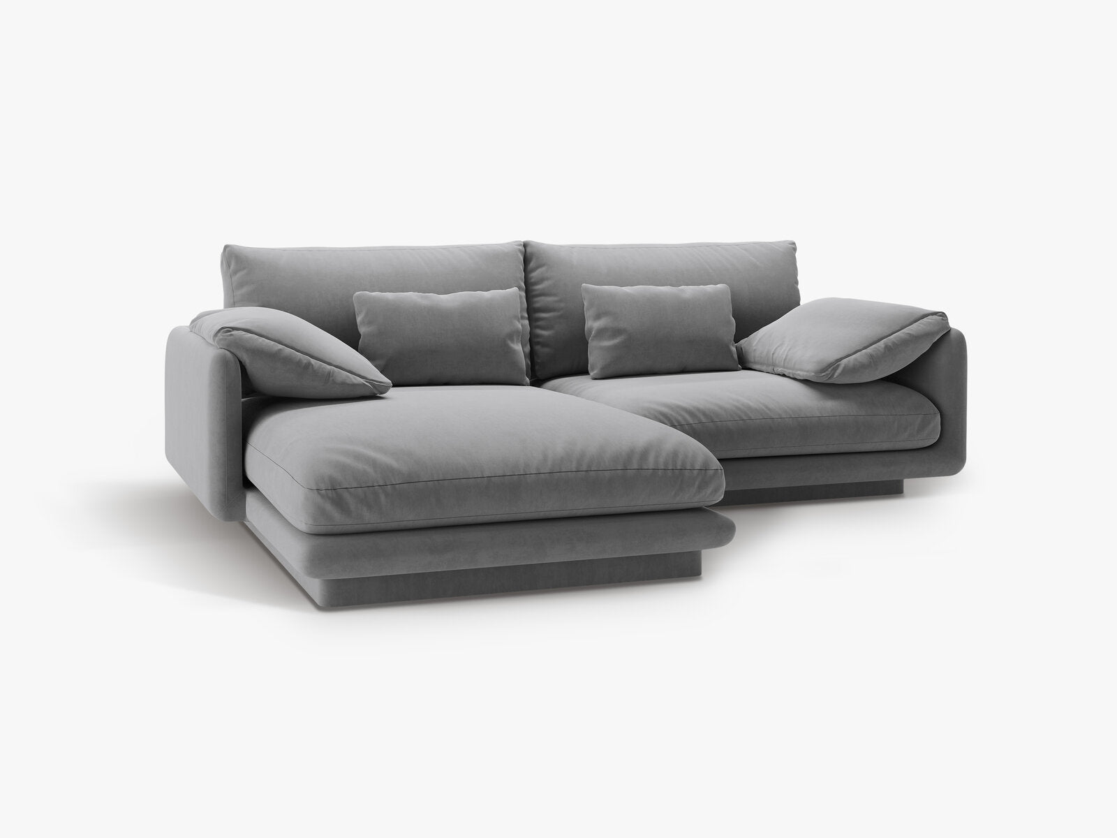 Micadoni Ecksofa Torino 3-Sitzer Links Samt Hellgrau