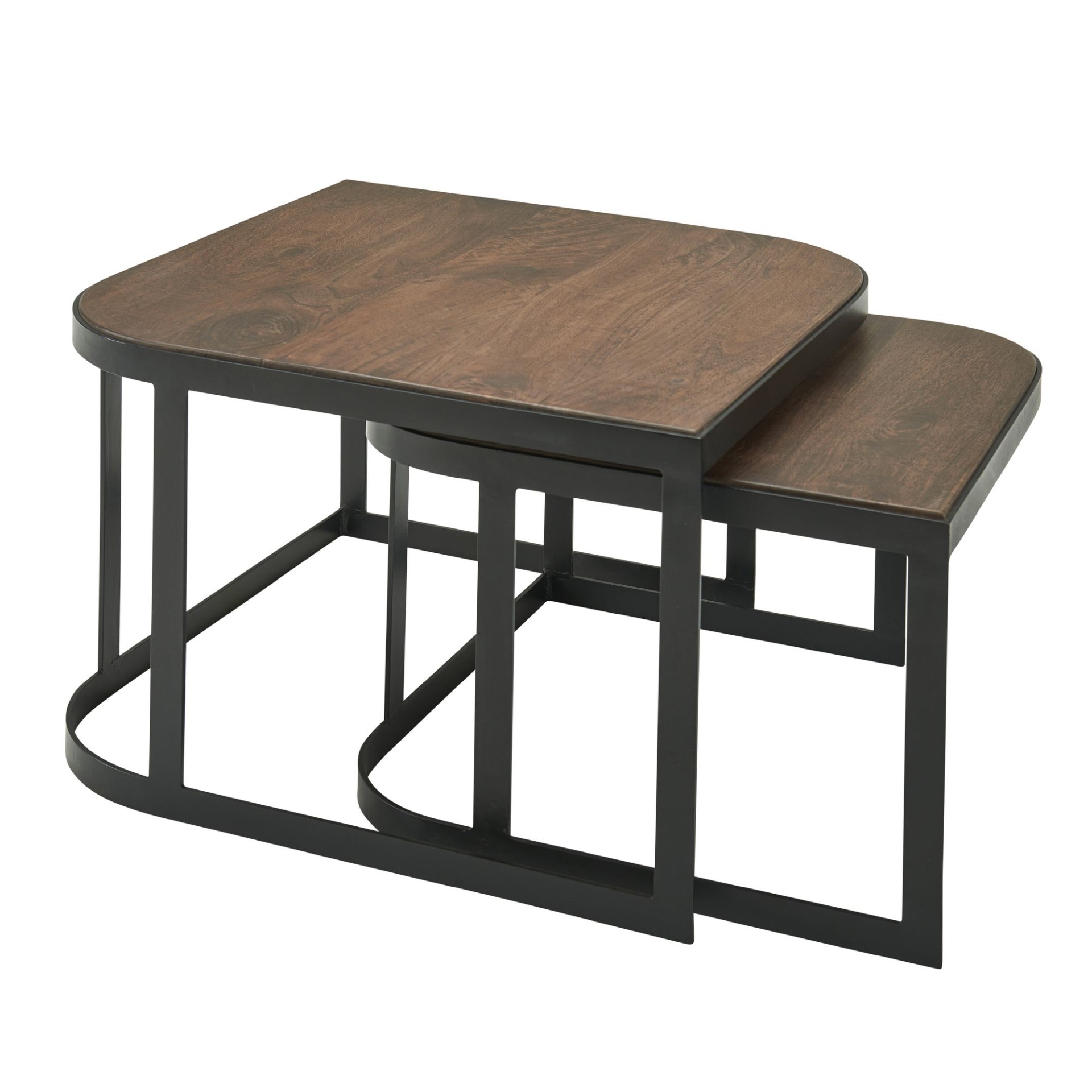 Satztisch 2er-Set Streymoy Mango Massivholz Schwarz 60 × 60 × 40 cm