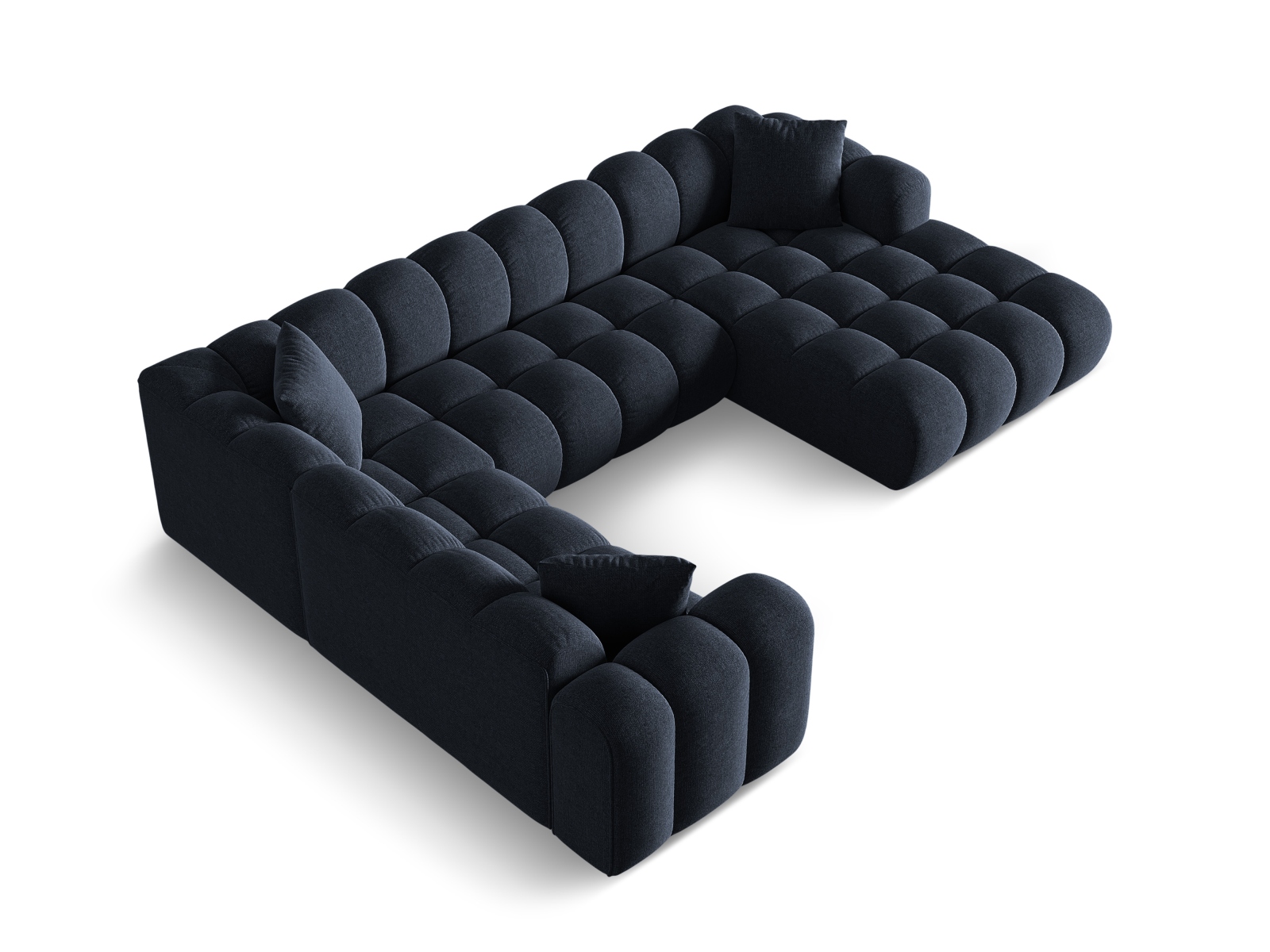 Cosmopolitan Design Panoramasofa Treno 4-Sitzer Chenille Eden Marineblau Links