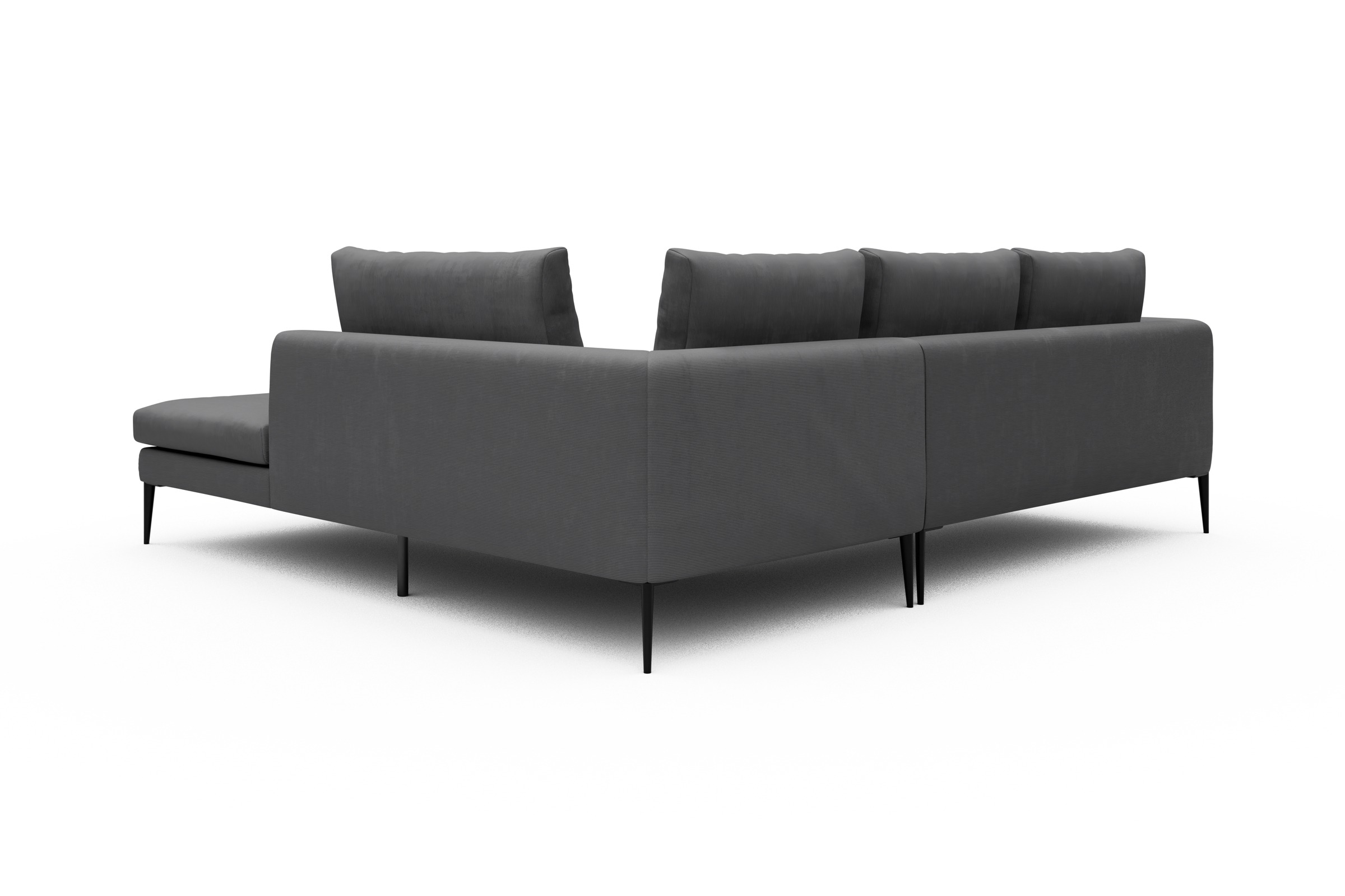 Ecksofa Paul Relax-Ecke rechts mit 2-Sitzer Cordufine-Grey