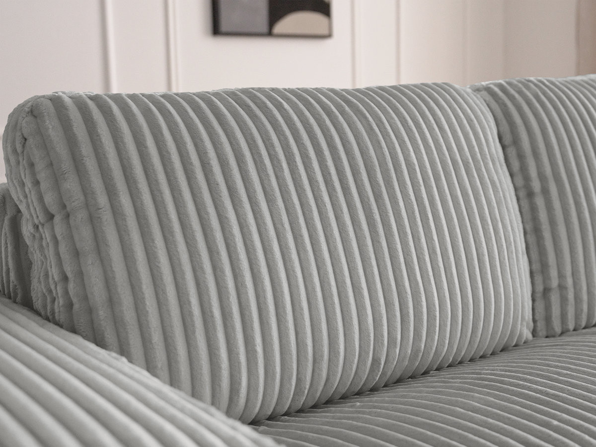 Bobochic Ibiza Schlafsofa 3-Sitzer Cordsamt Hellgrau, Liegefläche 160 × 196 cm