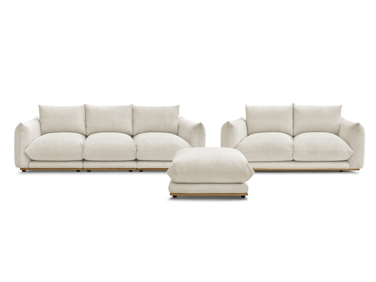 Bobochic Ernest Sofa 5-Sitzer mit Pouf Cordsamt Beige