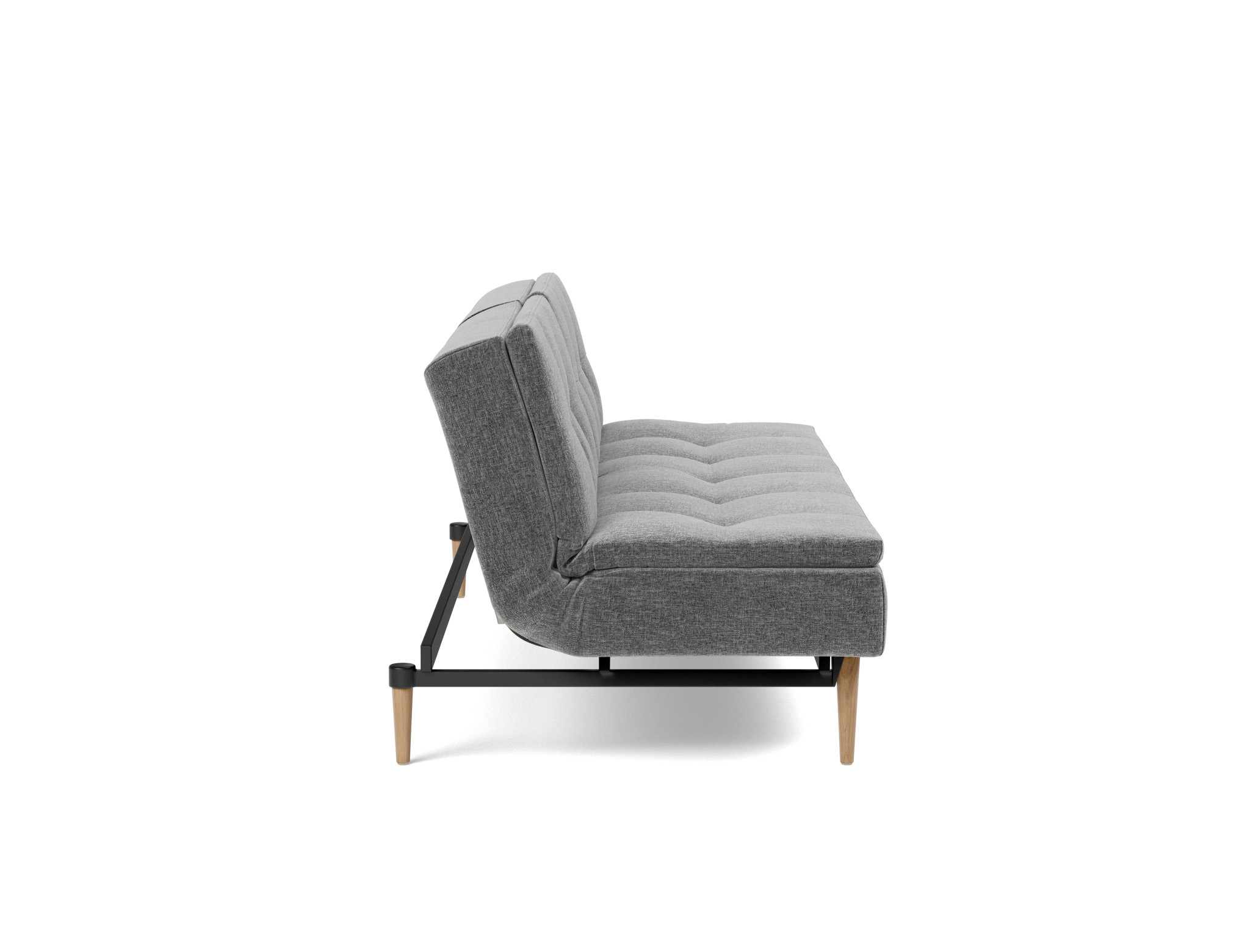 Schlafsofa Dublexo Strukturierter Stoff Twist 563-Charcoal Beine Styletto Eiche hell