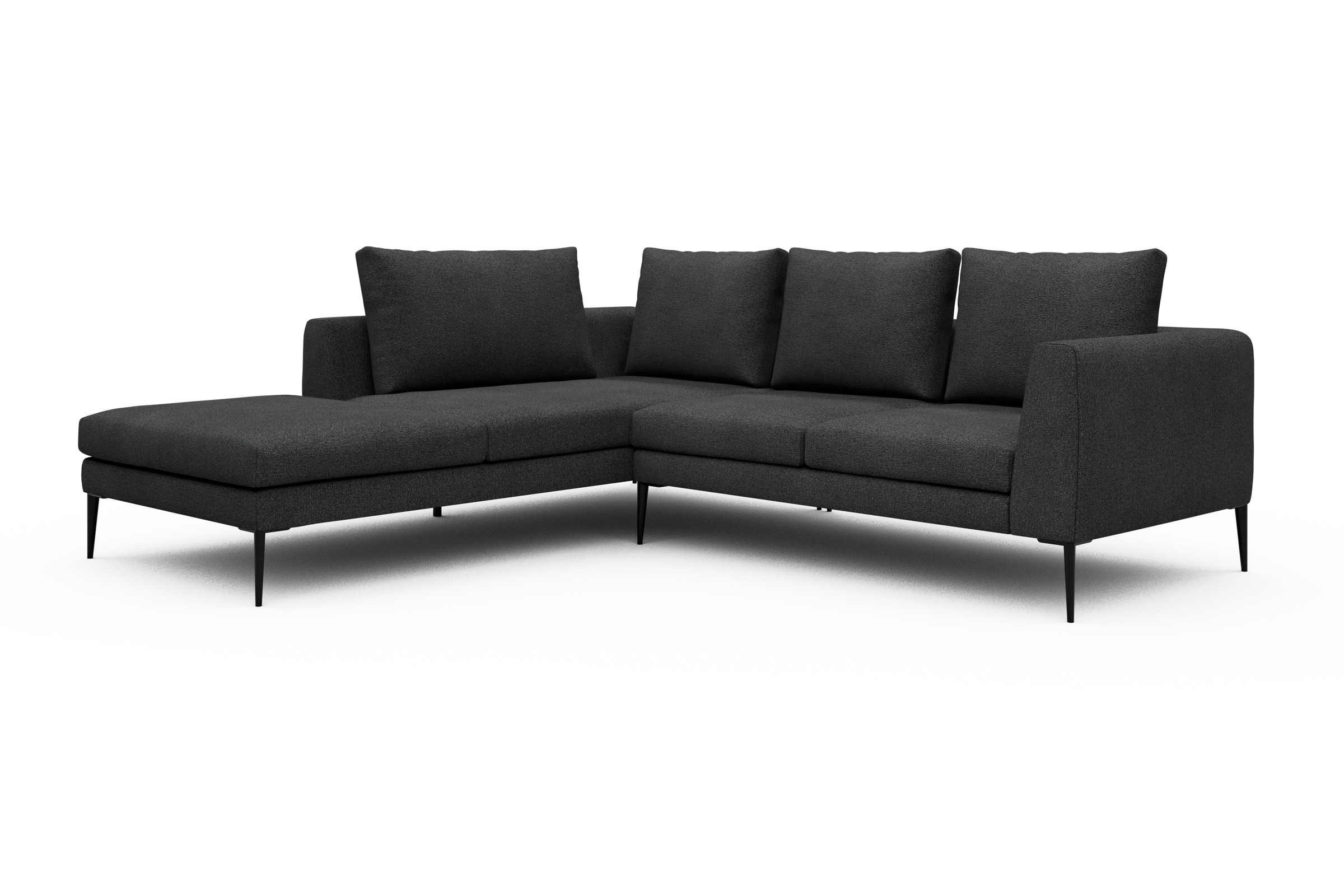 Ecksofa Paul Relax-Ecke links mit 2-Sitzer Boucle-Charcoal