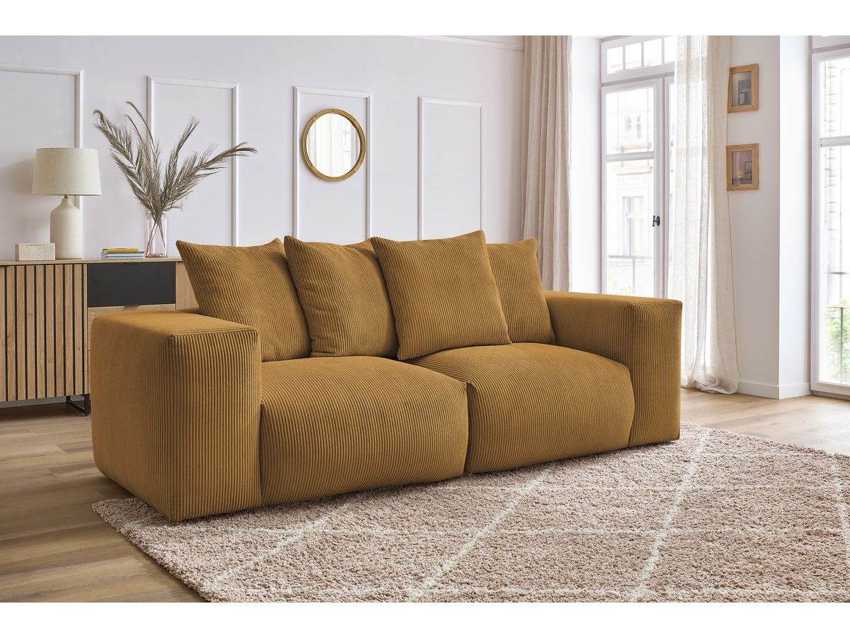 Bobochic Voltaire Sofa 3-Sitzer 248 × 100 cm Cordsamt Gelb