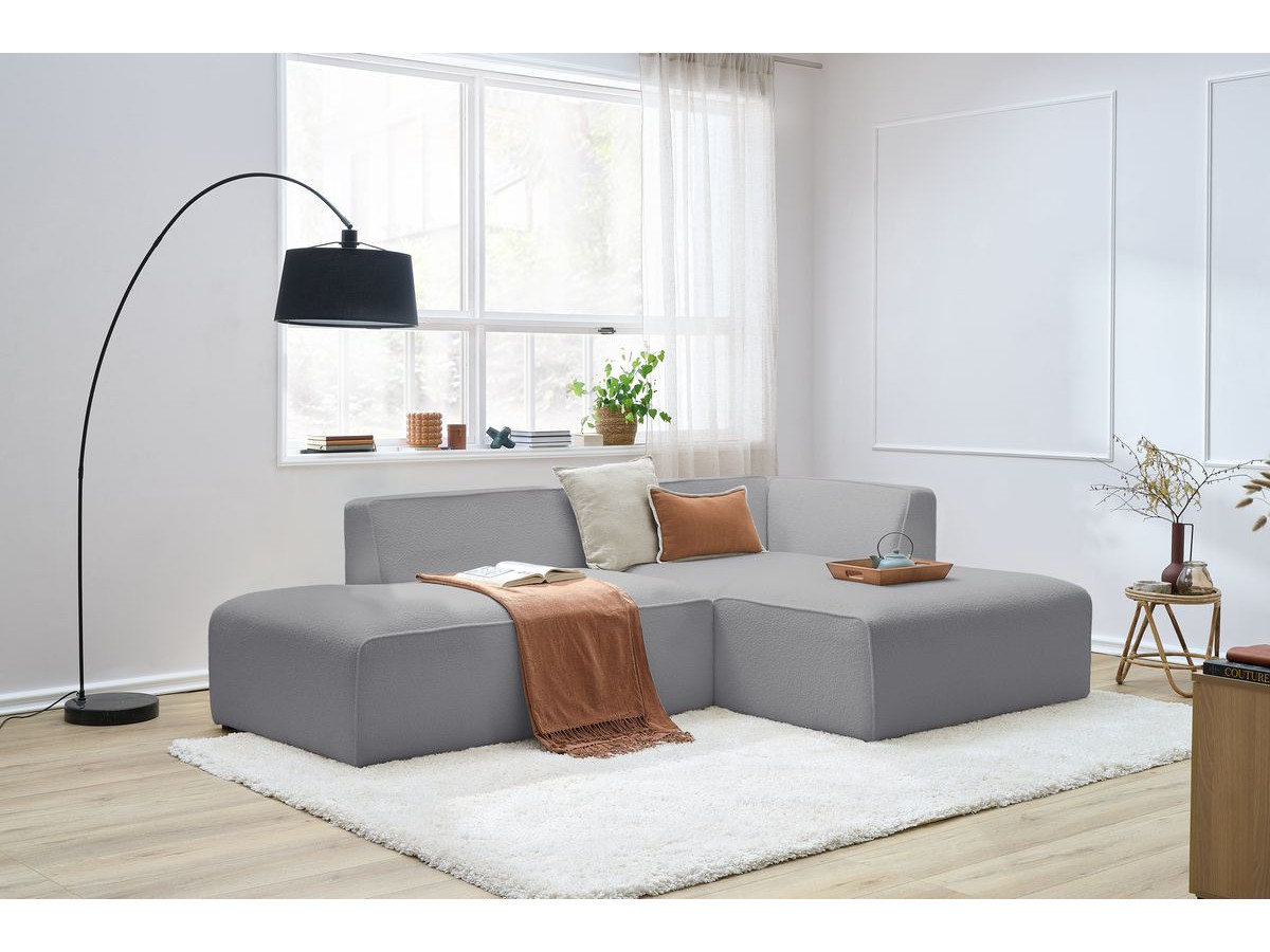 Bobochic Megeve Ecksofa Bouclé-Stoff Hellgrau Ecke rechts
