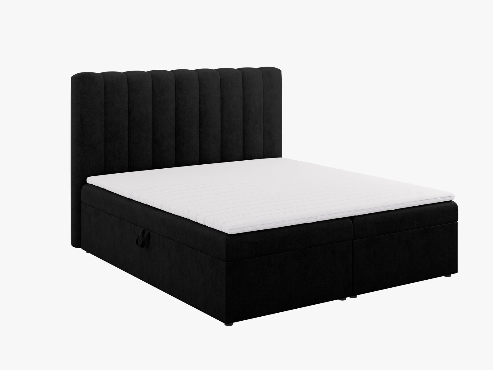 Micadoni Boxspringbett Kelp Strukturierter Stoff Schwarz 180x200