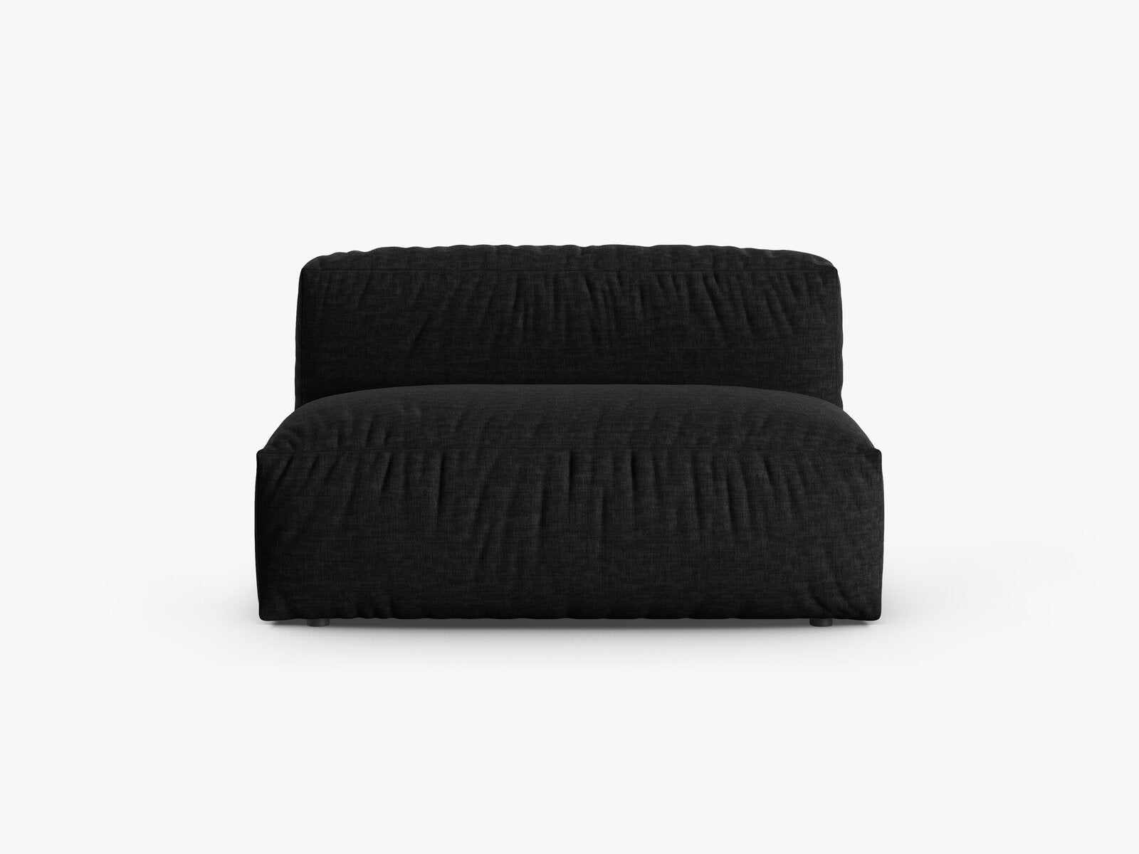 Micadoni Mittelmodul Martina 1-Sitzer Groß 90cm Sitztiefe Strukturierter Stoff Boston Schwarz