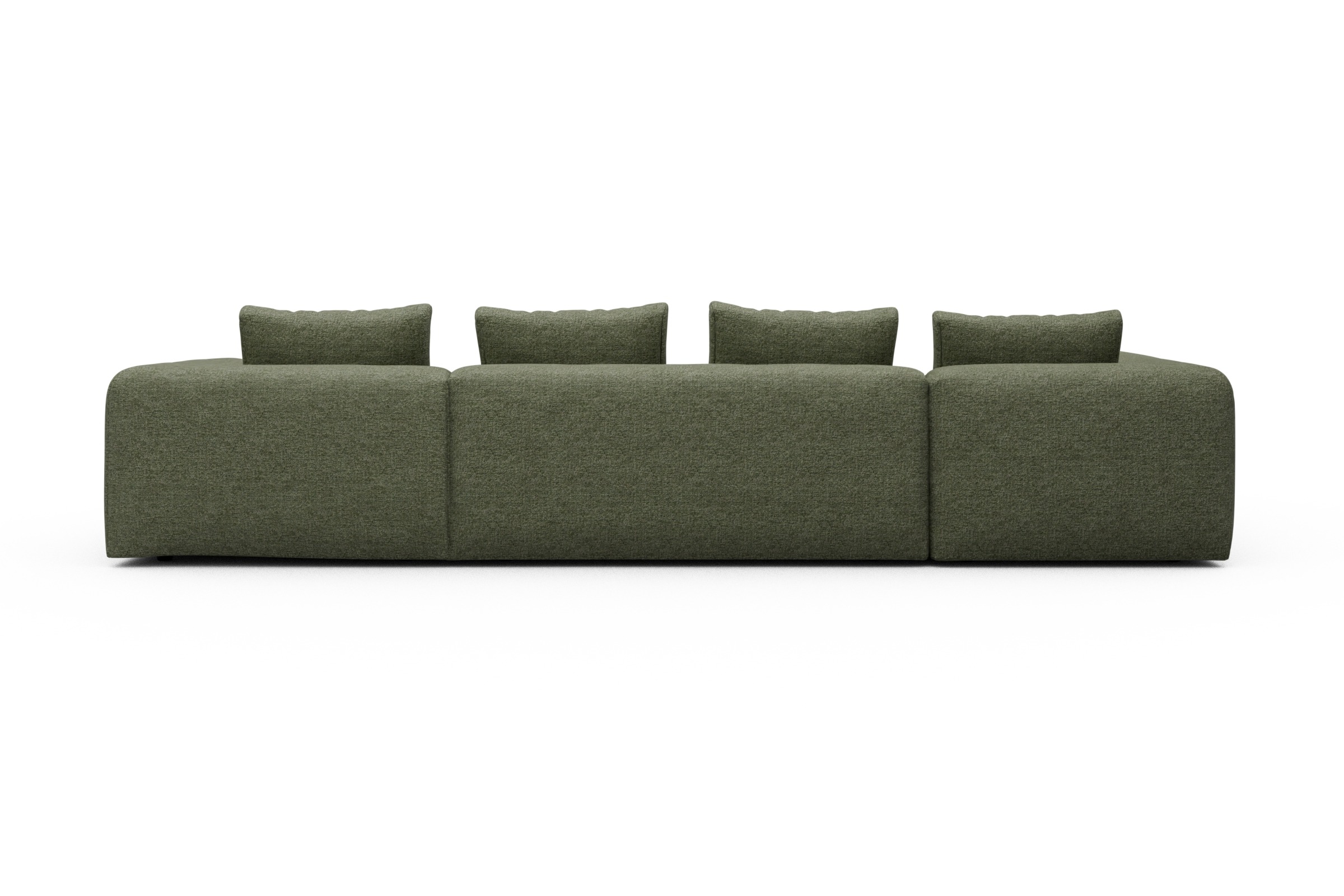 Wohnlandschaft Fred Chaiselongue rechts mit 2-Sitzer und lange Armlehne links Carreno-Vivid-Green