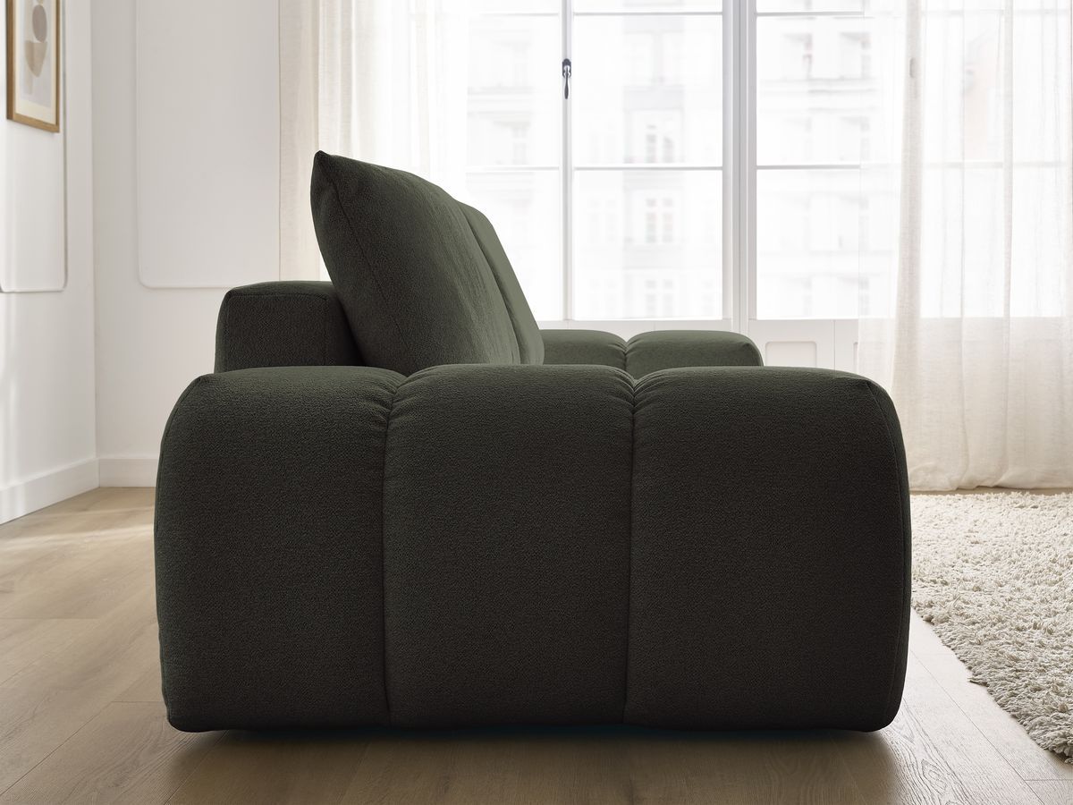 Bobochic Everest Schlafsofa 3-Sitzer mit Bettkasten, 2 Kissen Melange-Stoff Grün