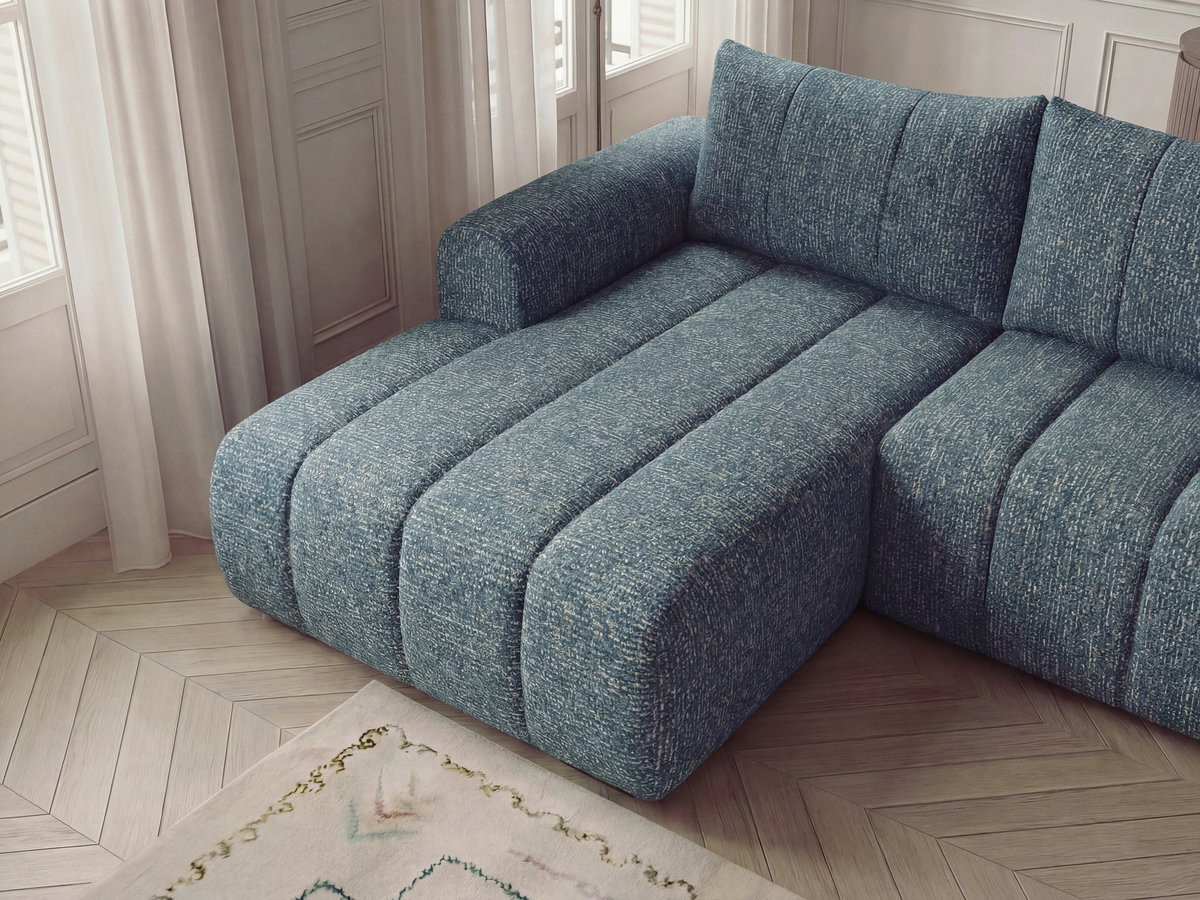 Bobochic Nesty Ecksofa 272 cm Melange-Stoff Blau Ecke links
