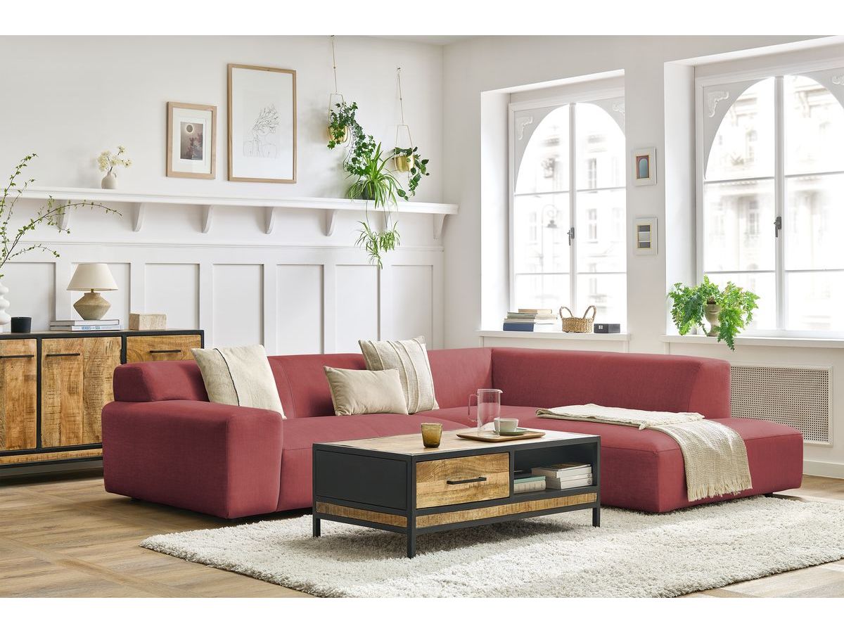 Bobochic Lavena Ecksofa 272 × 220 cm Samt Orange Ecke rechts