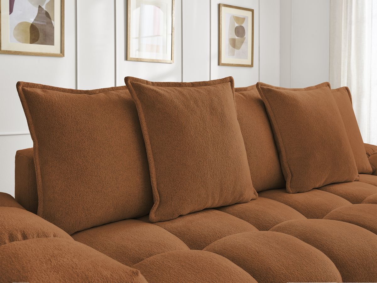 Bobochic Everest Sofa 3-Sitzer, 5 Kissen Melange-Stoff Orange