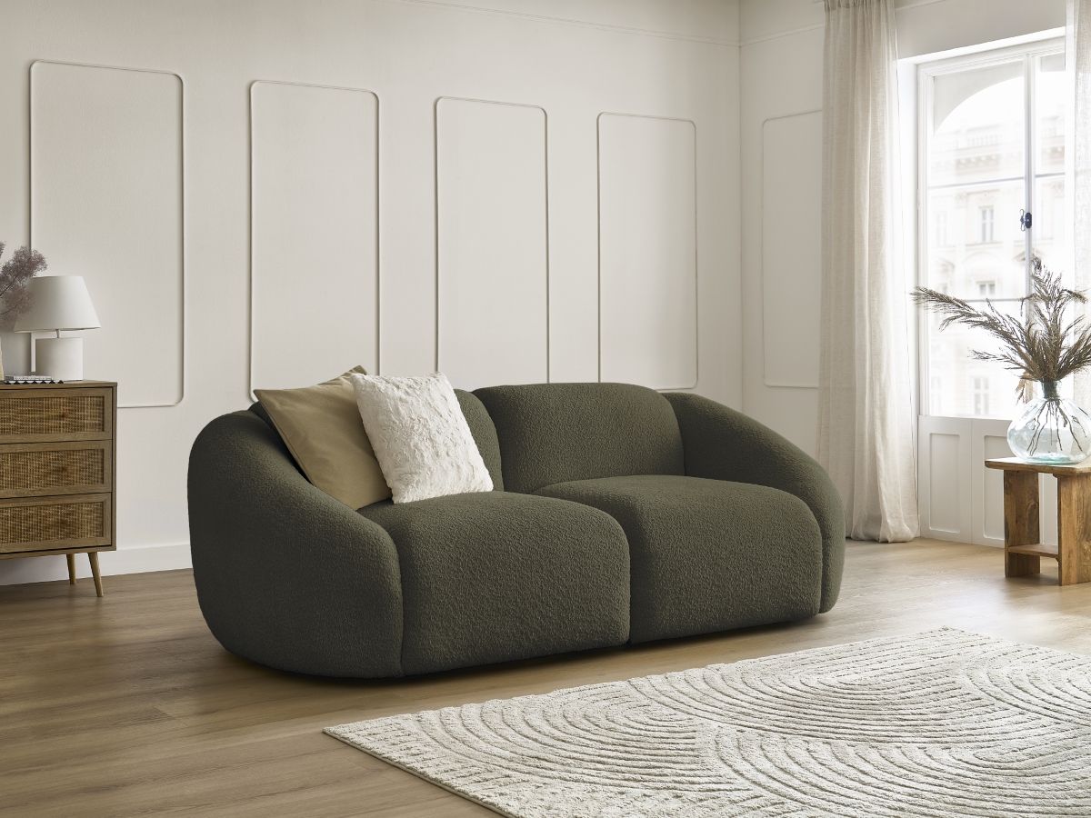 Bobochic Tina Sofa 2-Sitzer Bouclé-Stoff Grün