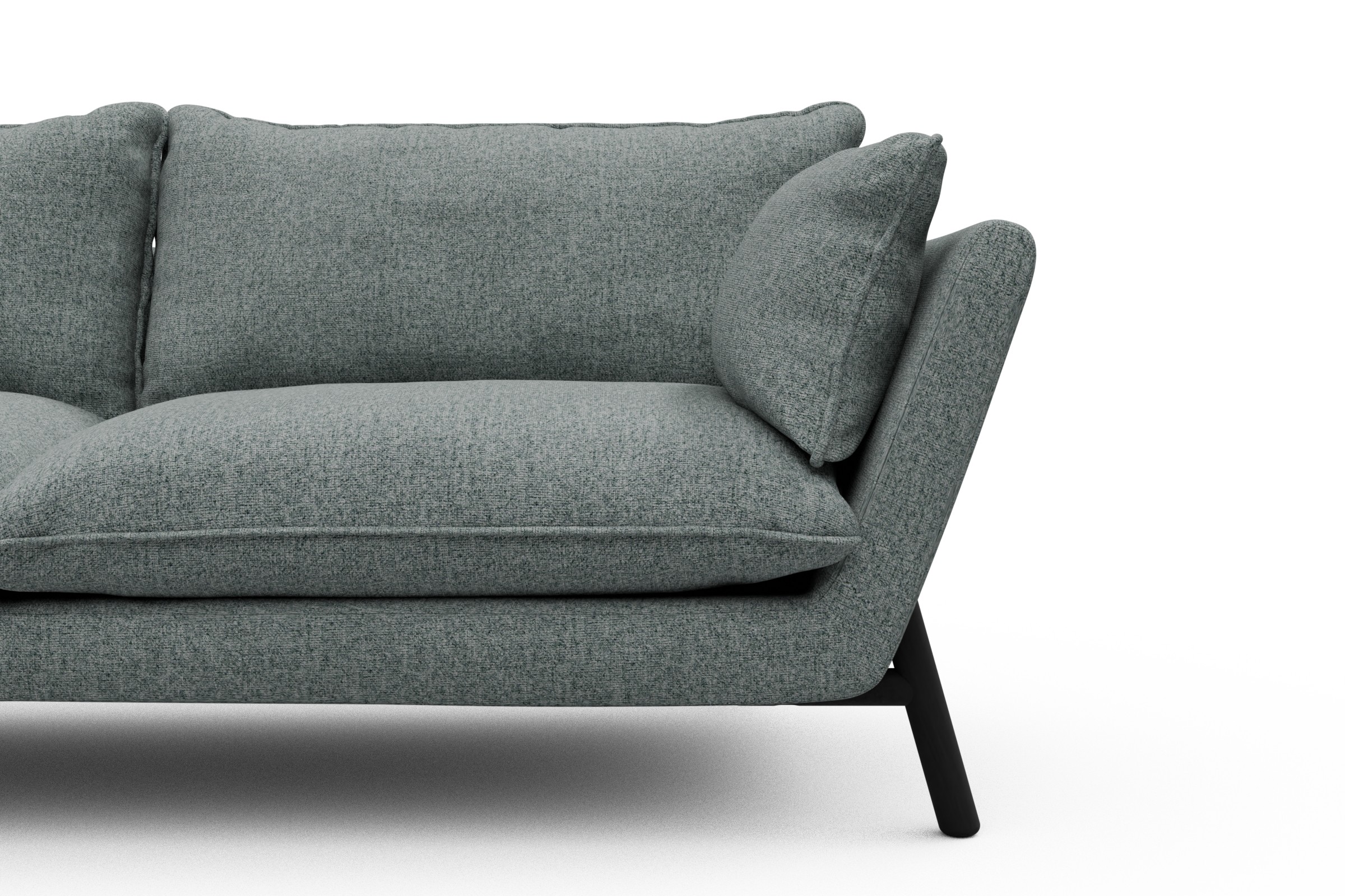 Sofa Emil Soft 2-Sitzer Beinfarbe Eiche Schwarz Strukturierter Stoff Casone 499-Light-Mixed-Green