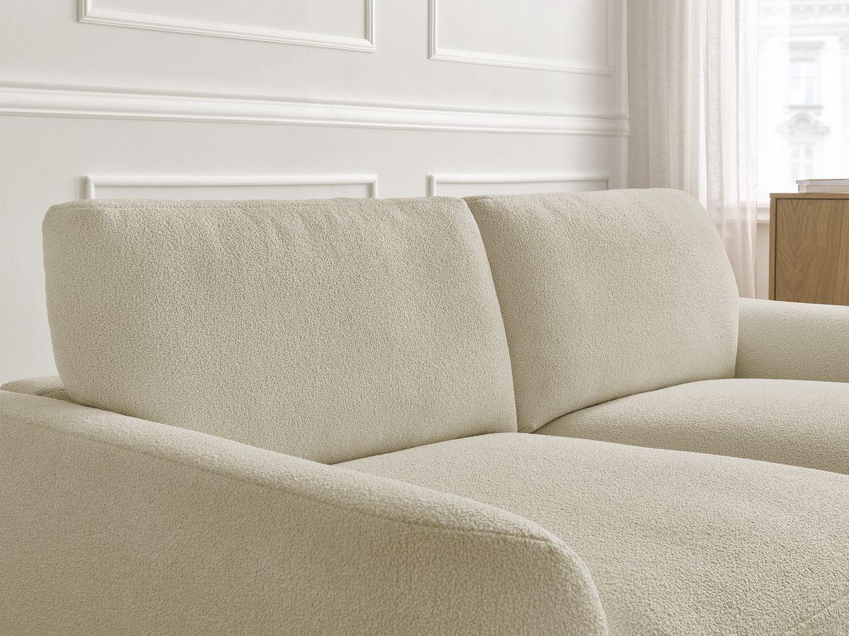 Bobochic Leonore Sofa 3-Sitzer mit Pouf Bouclé-Stoff Beige