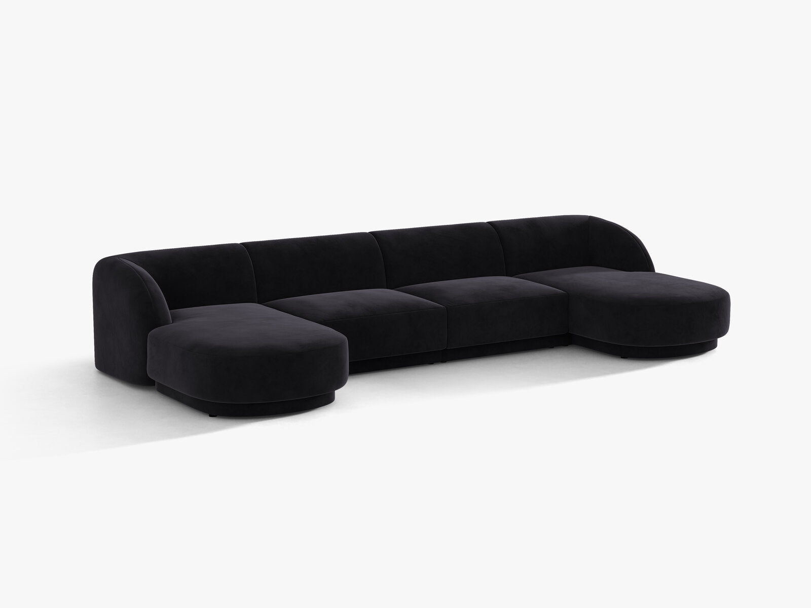Micadoni Panorama-Sofa Miley 5-Sitzer Samt Venus Schwarz