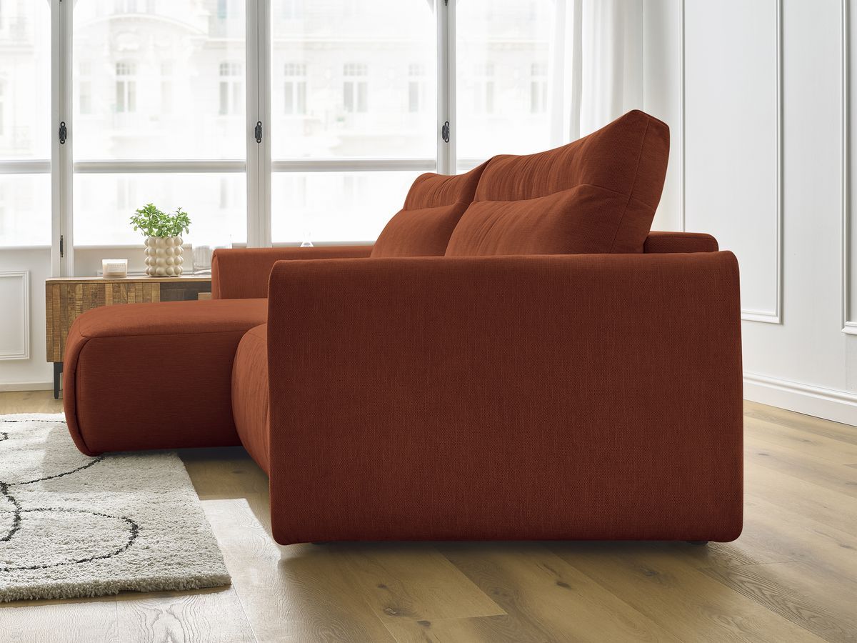 Bobochic Aden Ecksofa 293 × 152 cm Stoff Orange Ecke links