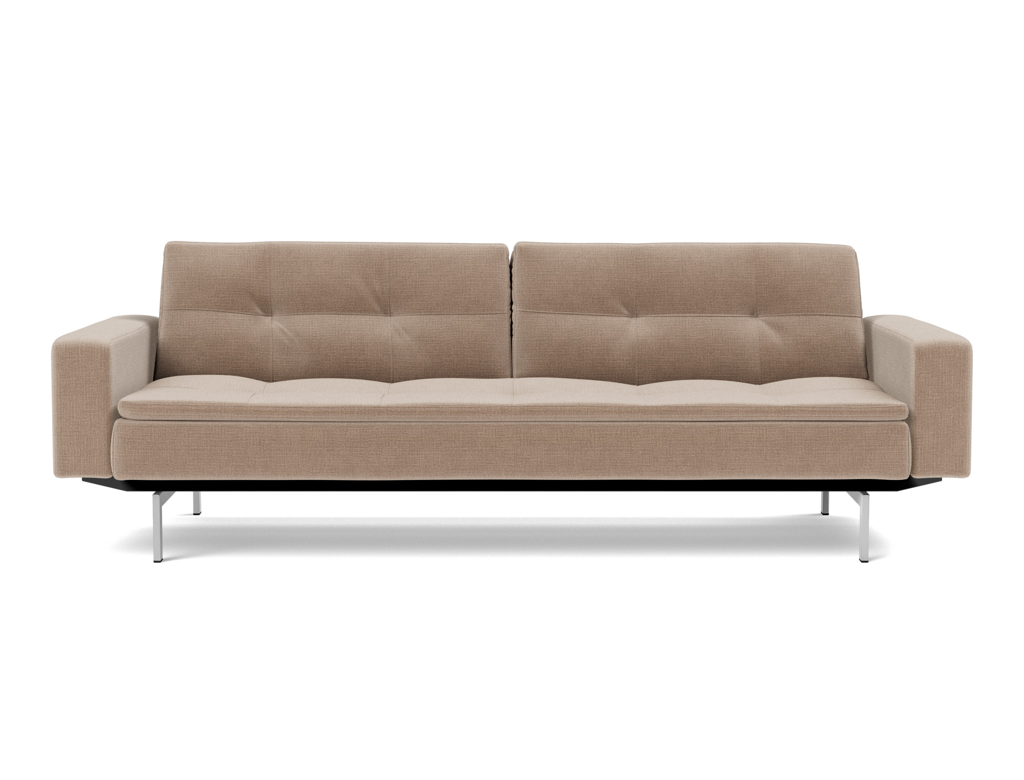 Schlafsofa Dublexo mit Armlehnen Chenille Esina 417-Mocha Beine Chrom