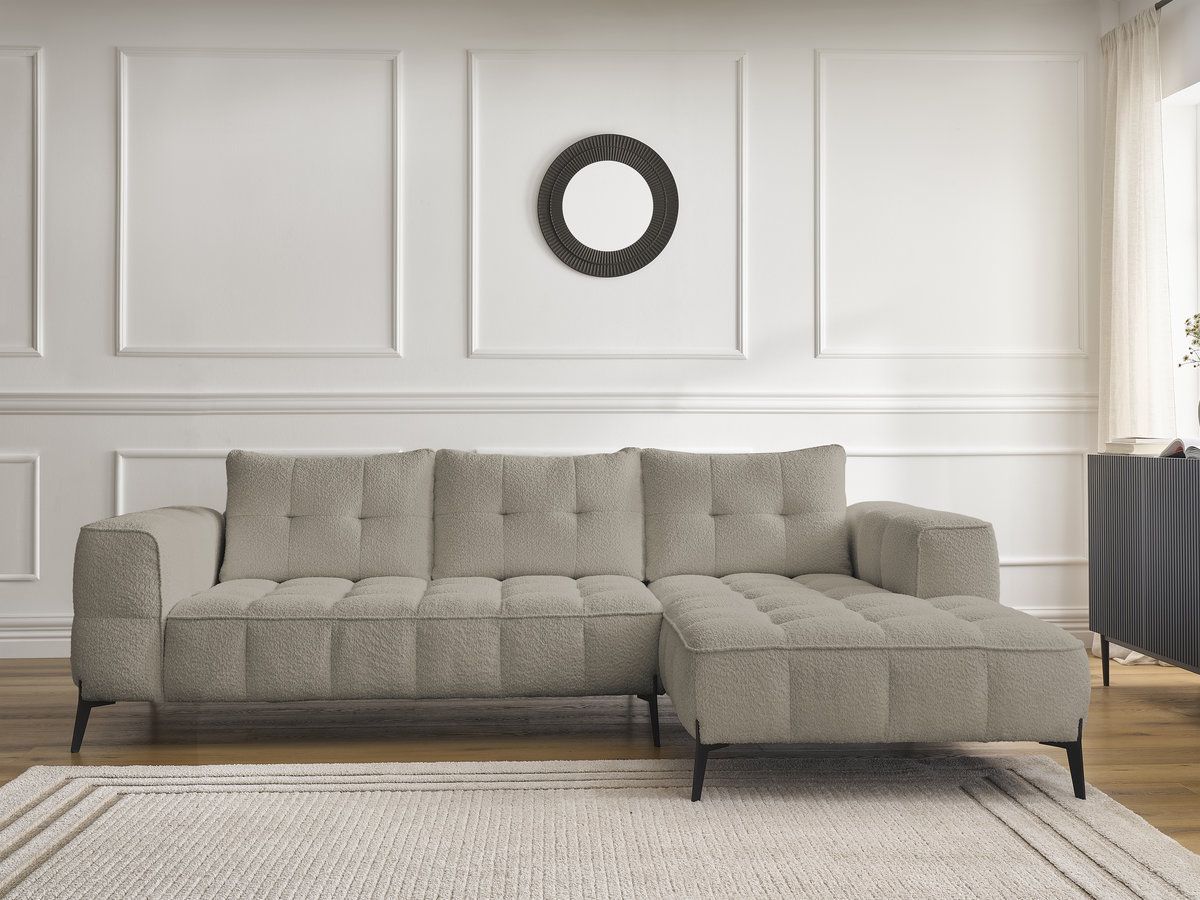 Bobochic Anis Ecksofa Bouclé-Stoff Taupe Ecke rechts