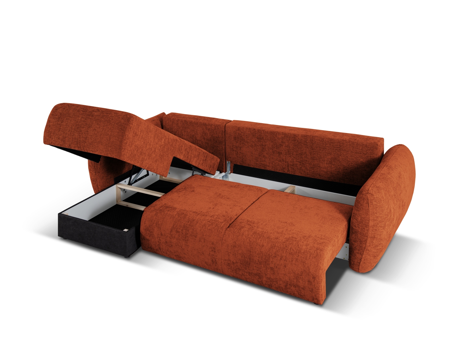 Cosmopolitan Design Ecksofa Matera 4-Sitzer mit Schlaffunktion Chenille Eden Ziegel Links