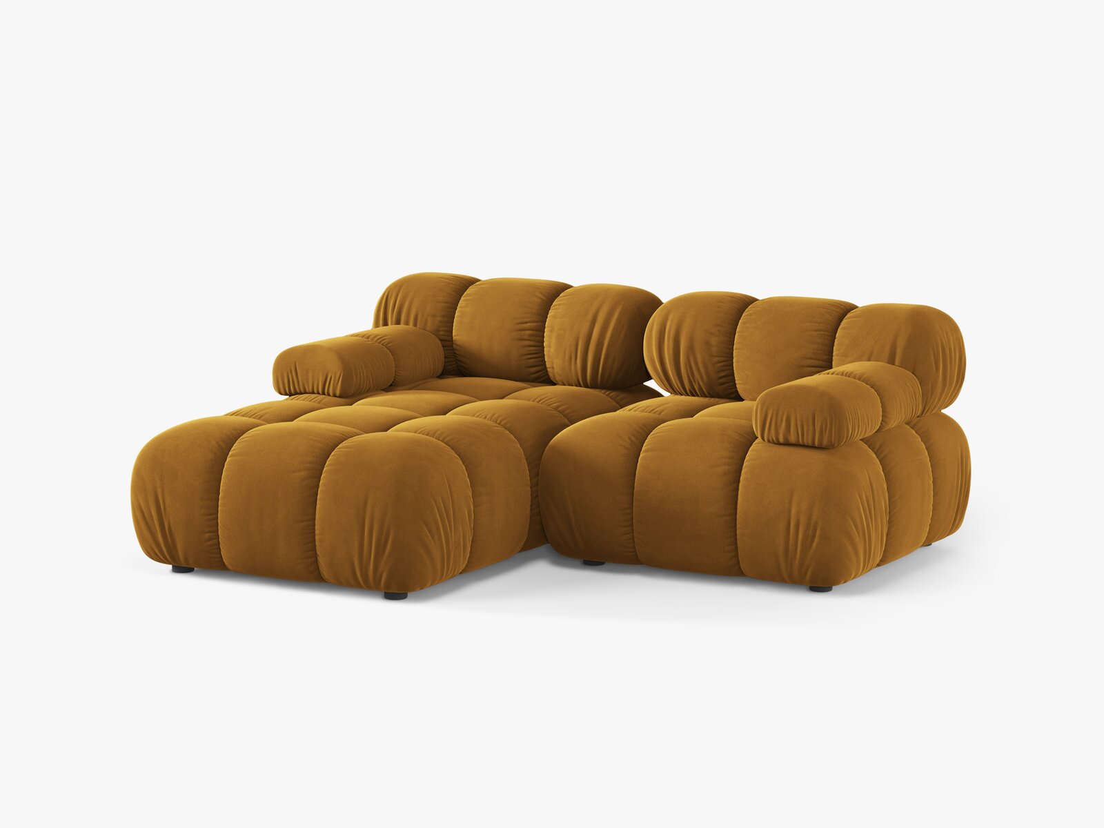 Micadoni Modulares Ecksofa Bellis 3-Sitzer Links Samt Bluvel Gelb