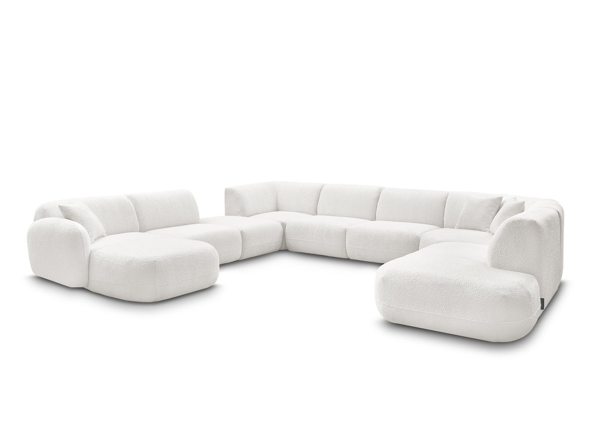 Bobochic Anda Wohnlandschaft mit Pouf 396 × 357 cm Chenille Weiß Ecke links