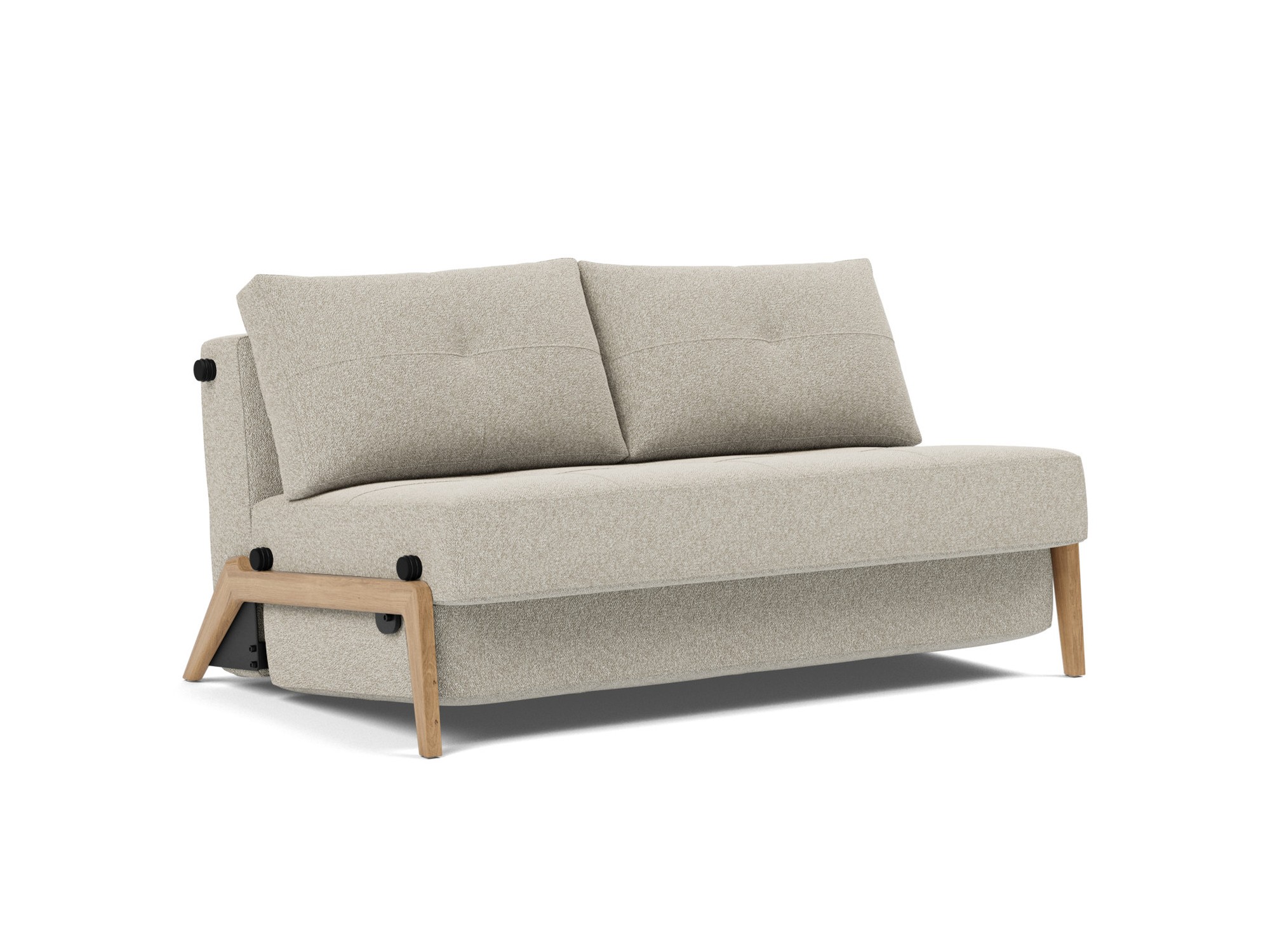 Schlafsofa Cubed 140 Boucle Skandi 539-Beige Beine Eiche