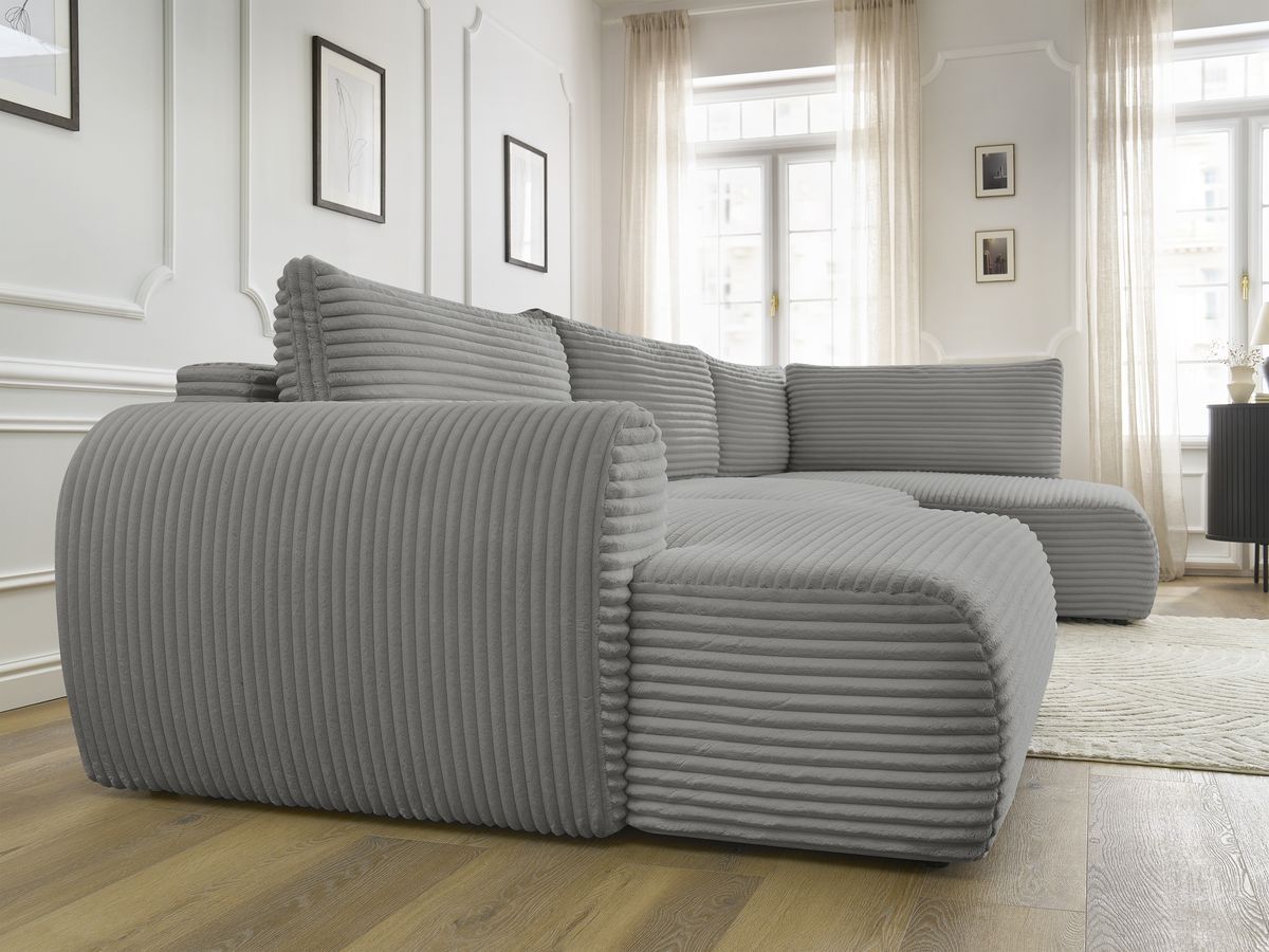 Bobochic Lucien Wohnlandschaft Breitcord weich Dunkelgrau Ecke links