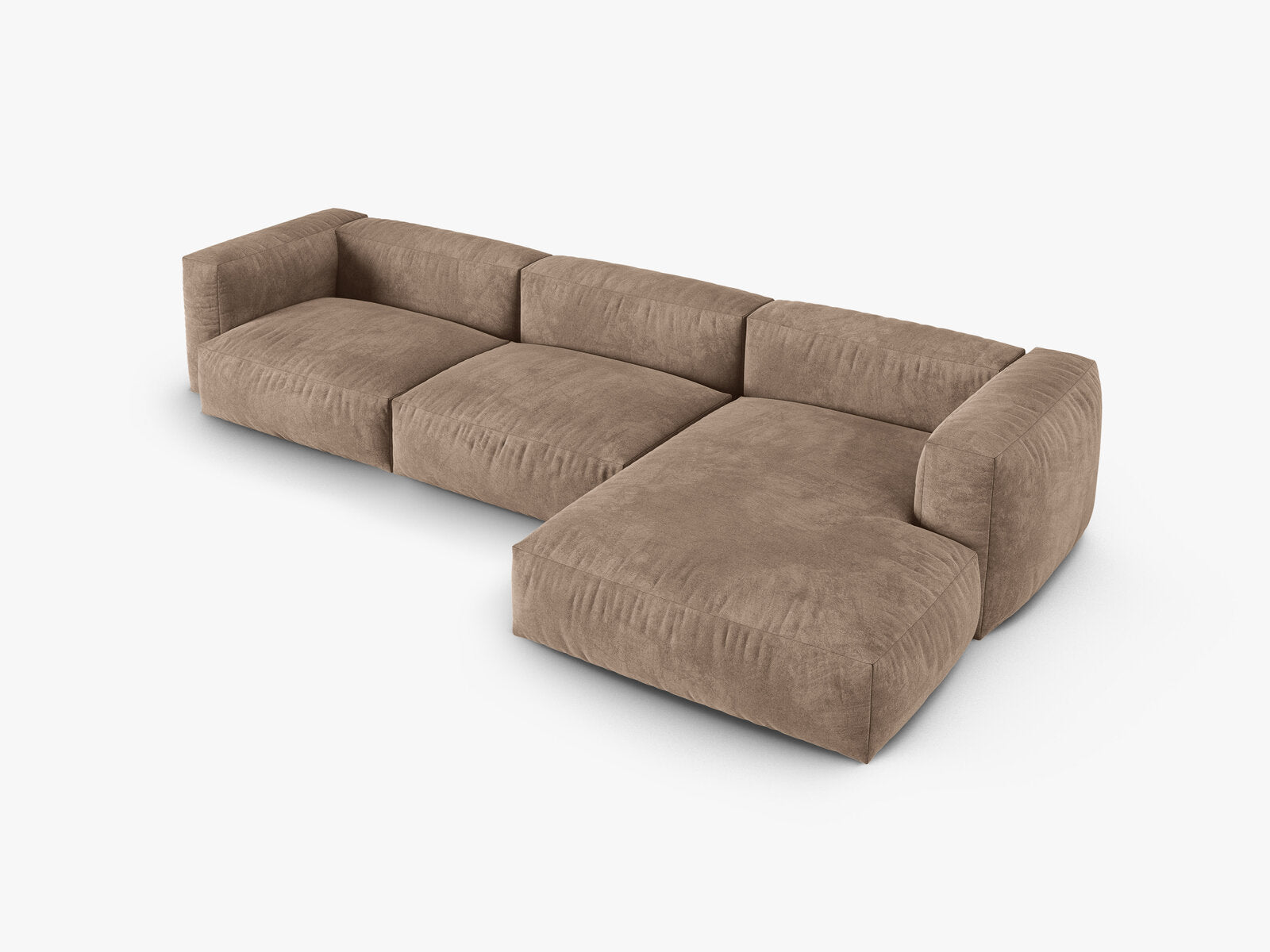 Micadoni Ecksofa Martina 3-Sitzer 90cm Sitztiefe Rechts Samt Vogue Dunkelbeige