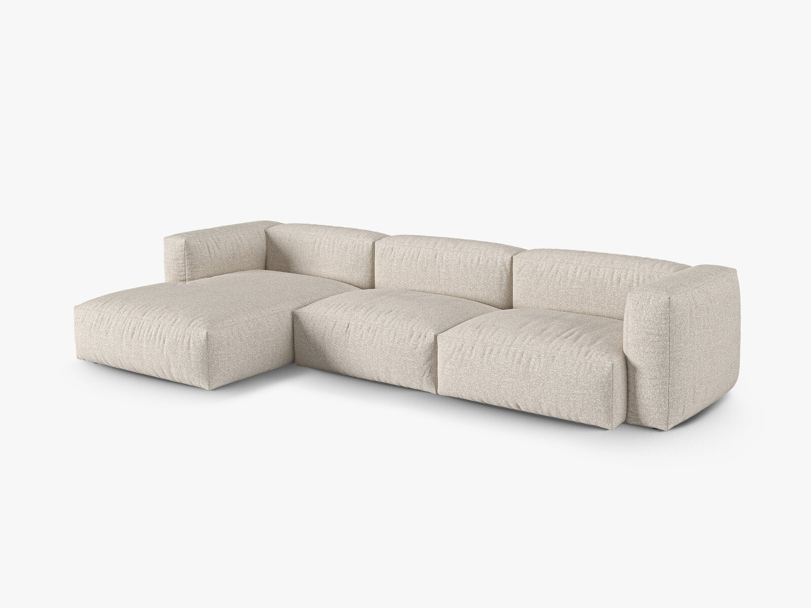 Micadoni Ecksofa Martina 3-Sitzer 90cm Sitztiefe Links Boucle Monet Beige