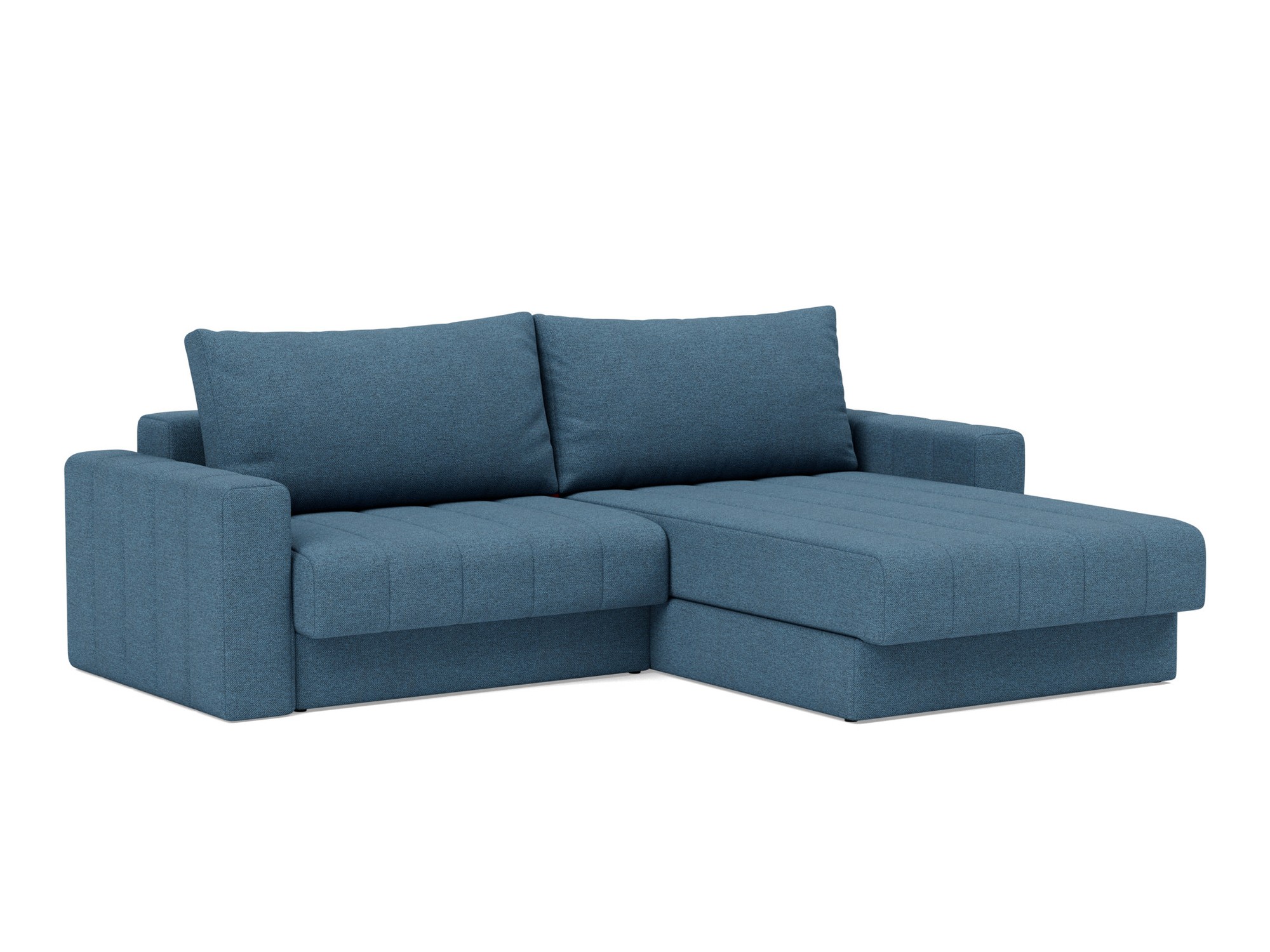 Schlafsofa Akello mit Chaiselongue und Armlehnen Strukturierter Stoff Weda 302-Weda-Blue