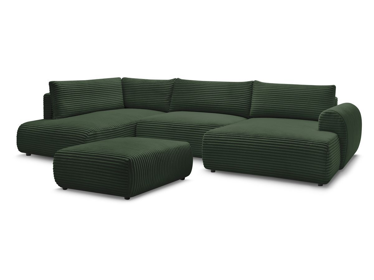 Bobochic Lucien Wohnlandschaft mit Pouf Breitcord weich Grün Ecke rechts