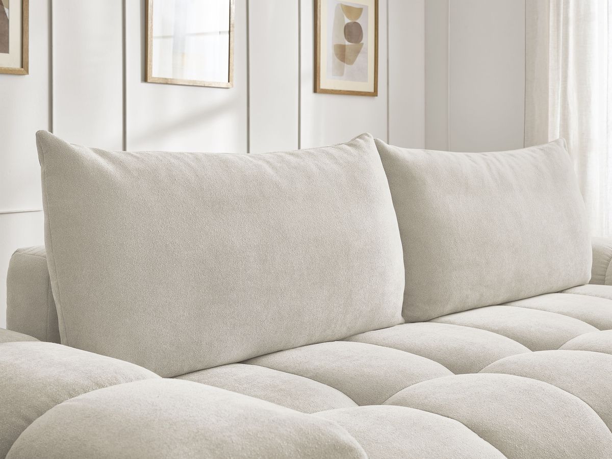 Bobochic Everest Schlafsofa 3-Sitzer mit Bettkasten, 2 Kissen Strukturstoff Beige