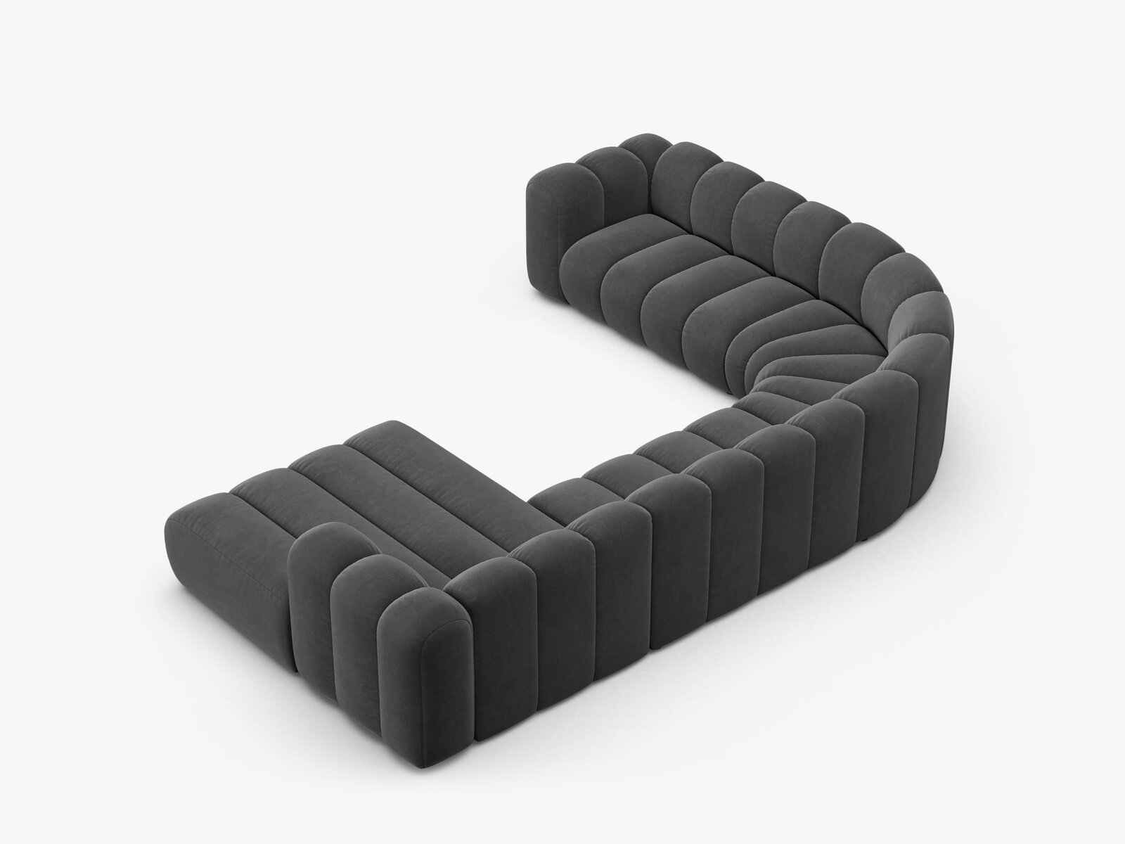 Micadoni Modulares Panorama Ecksofa Lupine 6-Sitzer Links Samt Venus Grau