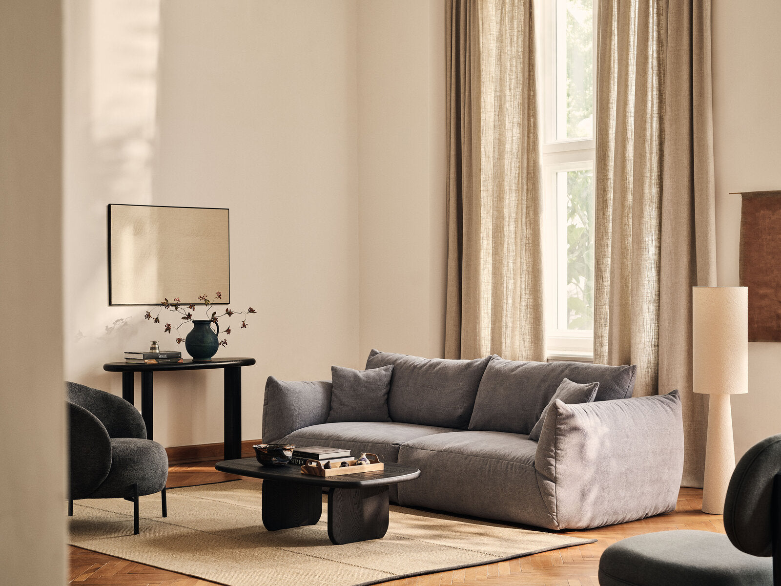 Micadoni Sofa Chris 3-Sitzer Samt Ecru