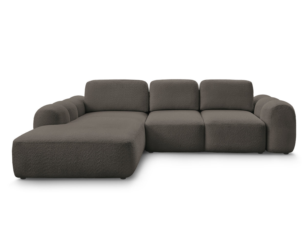 Bobochic Montaigne Ecksofa mit Schlaffunktion und Bettkasten 288 × 196 cm Bouclé-Stoff Braun Ecke links