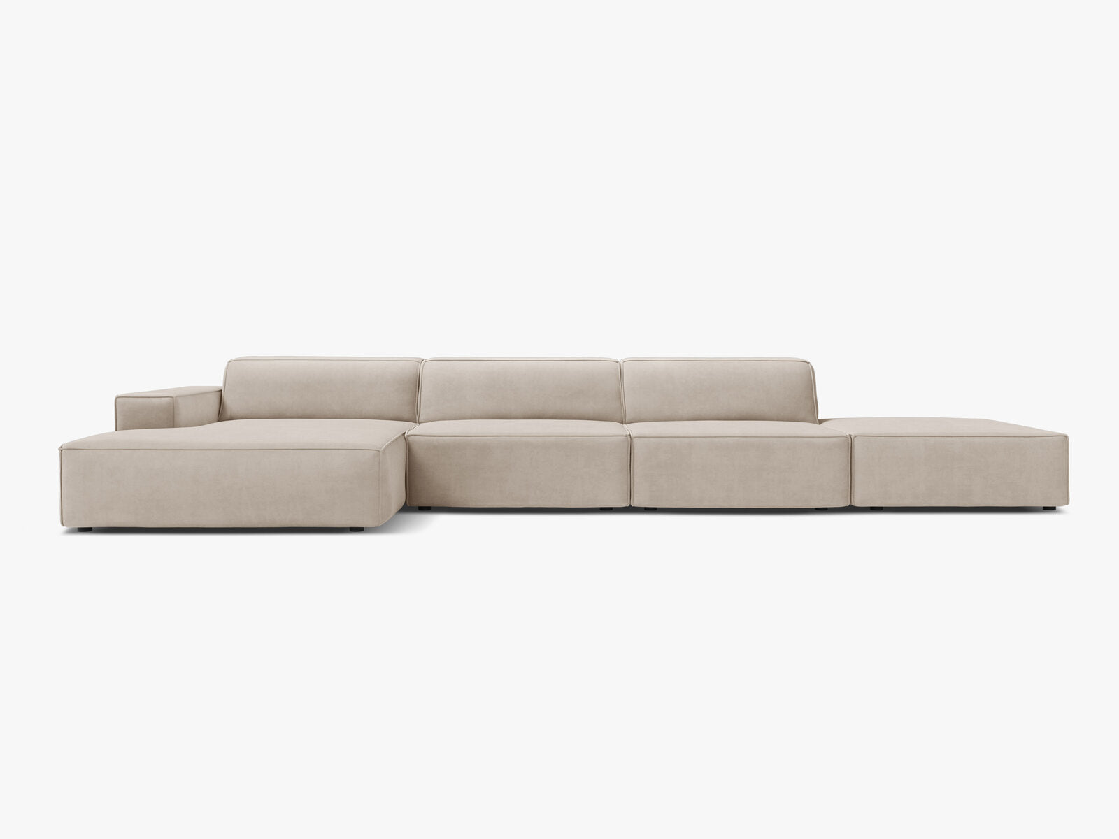 Micadoni Ecksofa Jodie 5-Sitzer Links Samt Bluvel Dunkelbeige