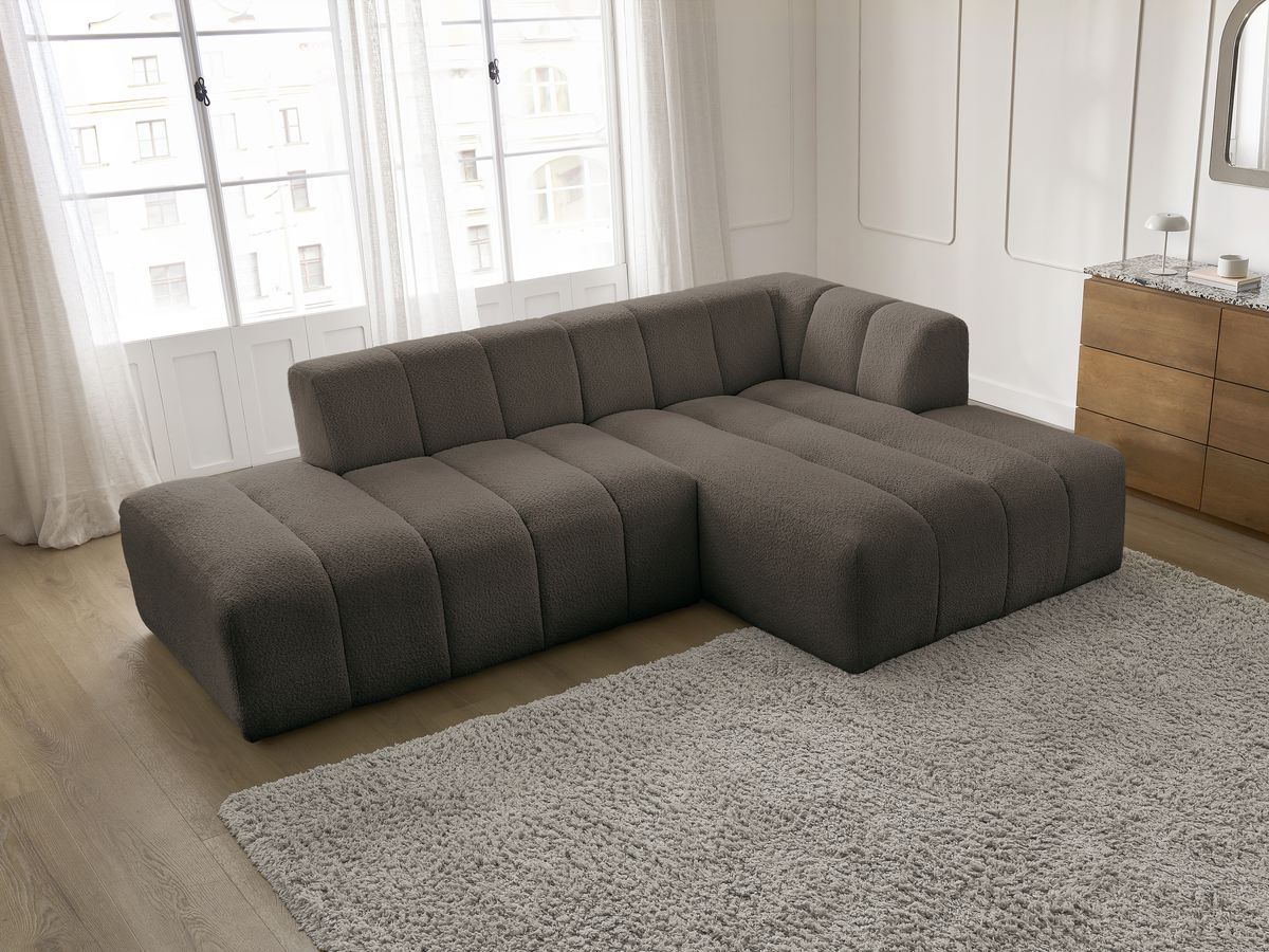 Bobochic Annecy Ecksofa Bouclé-Stoff Braun Ecke rechts