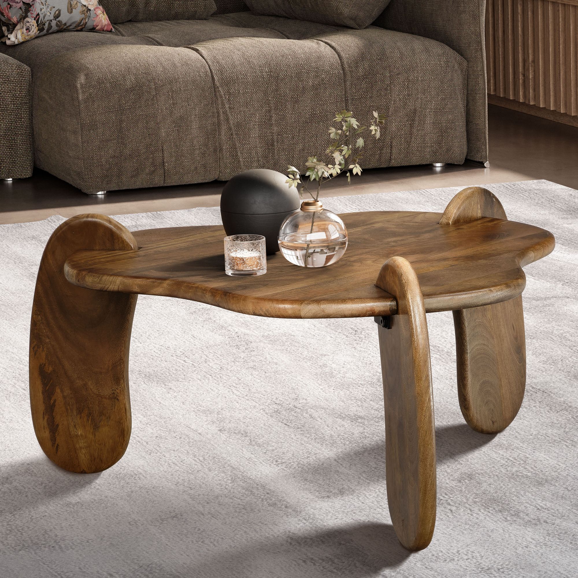 Couchtisch Hovland Mango Massivholz Braun 78 × 78 × 39,5 cm