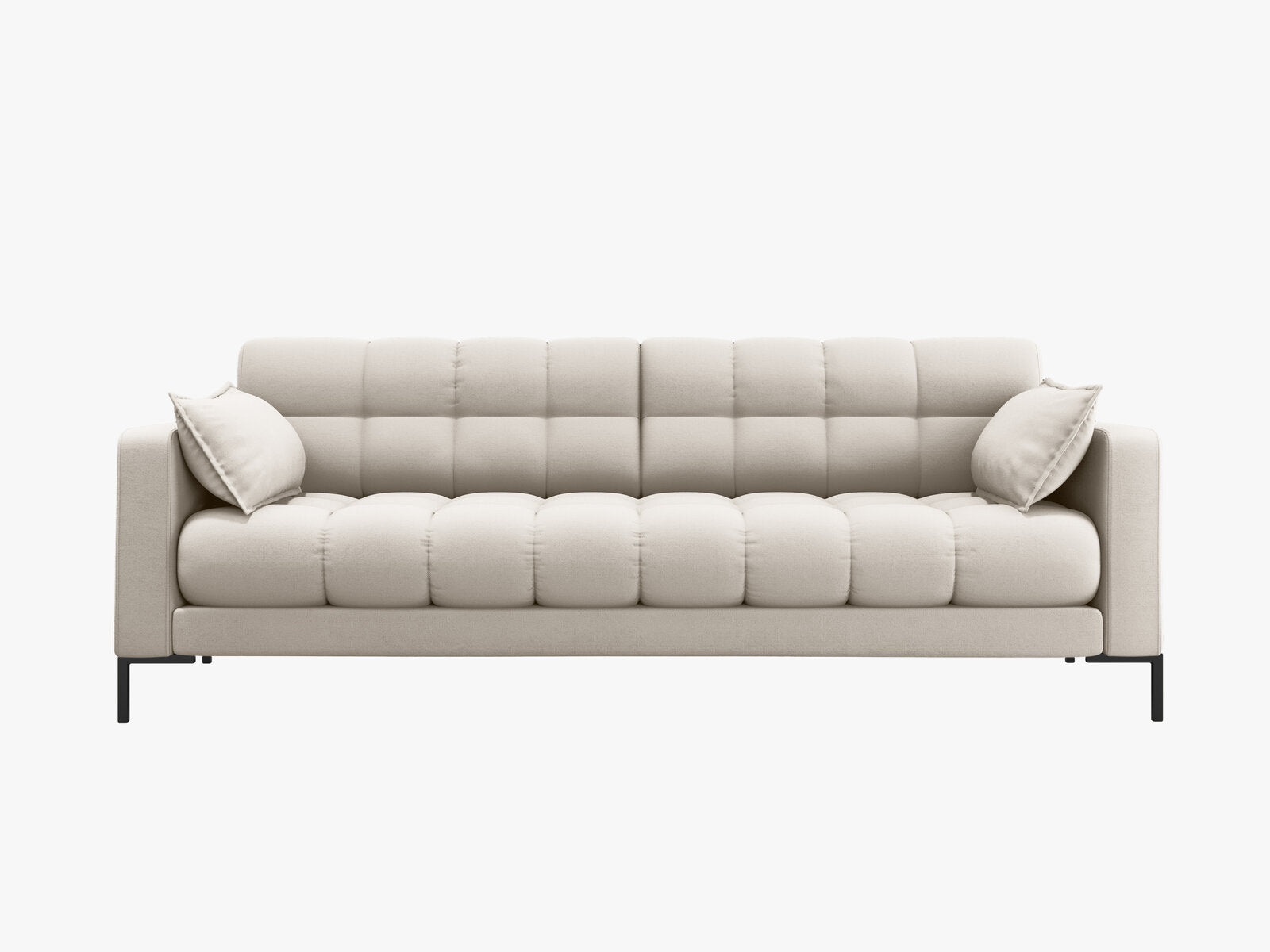 Micadoni Sofa Mamaia 4-Sitzer Strukturierter Stoff Neve Beige schwarze Beine