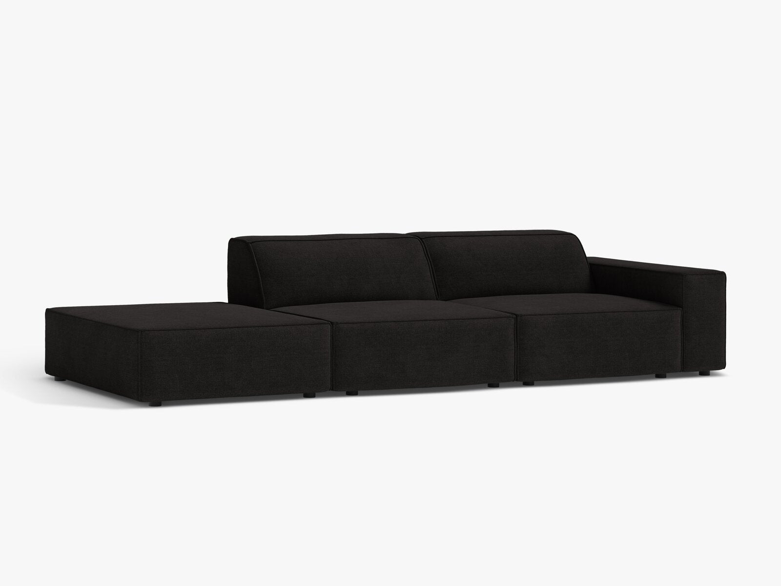 Micadoni Sofa Jodie 3-Sitzer Links Strukturierter Stoff Liberty Schwarz